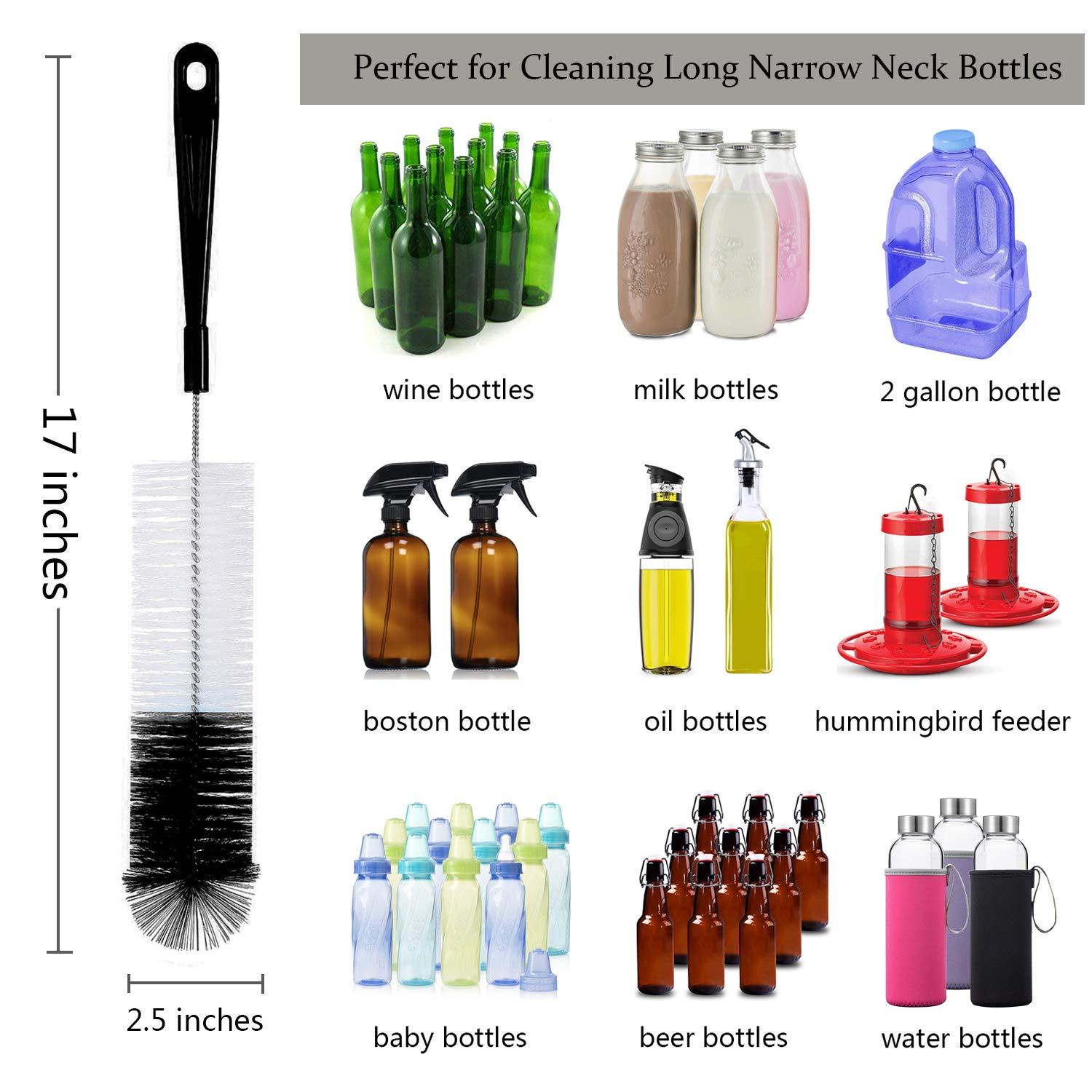 ZOUYUE 8 Pcs Bottle Cleaning Brush Set Long Handle Black Bottle Cleaner Sturdy Food Grade for Cleaning Baby Bottles Sports Water Bottles Flask