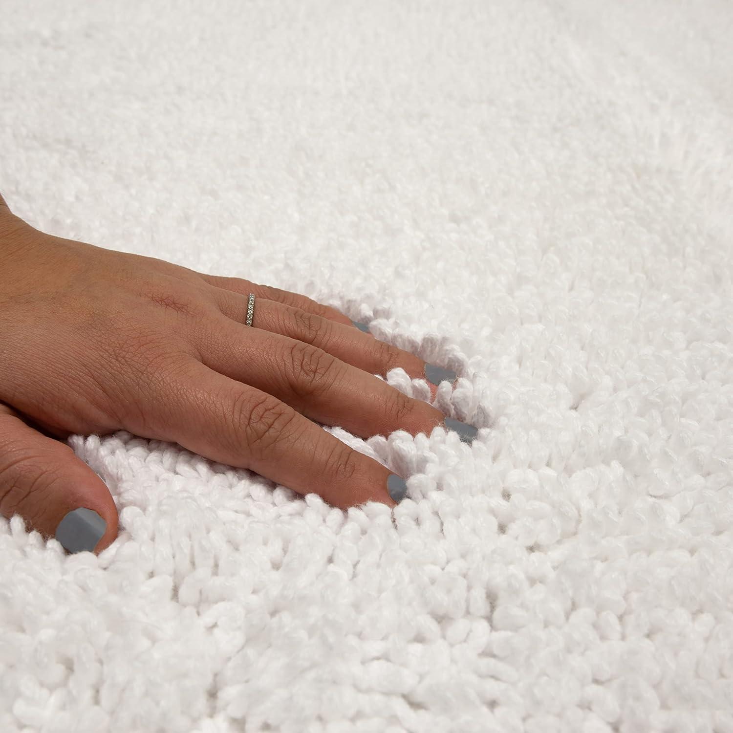 Mohawk Home Classic Cotton Plush Stain/Fade Resistant Non-Slip Washable Bath Mat, White, 2' X 5'