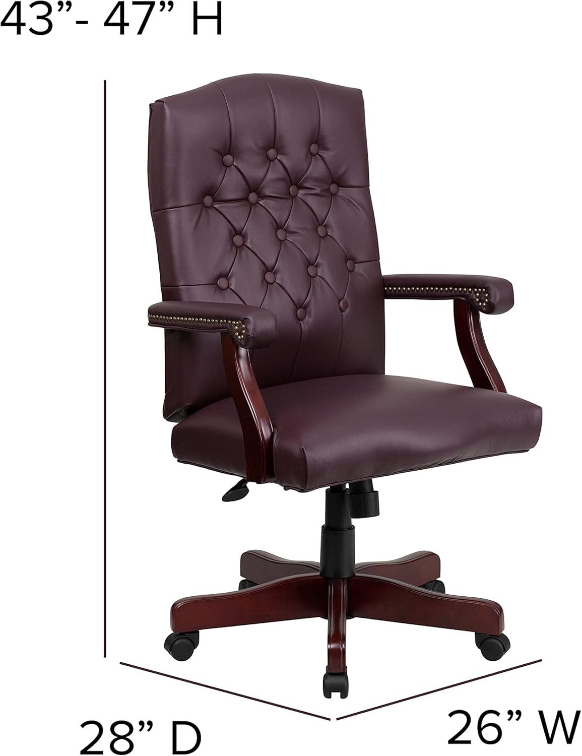 Flash Furniture Martha Washington Burgundy LeatherSoft Executive Swivel Office Chair with Arms