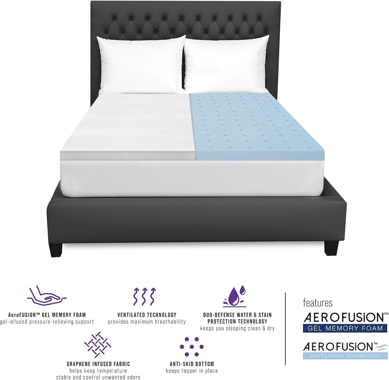 2-Inch White Cooling Gel Memory Foam Mattress Topper with Graphene Cover