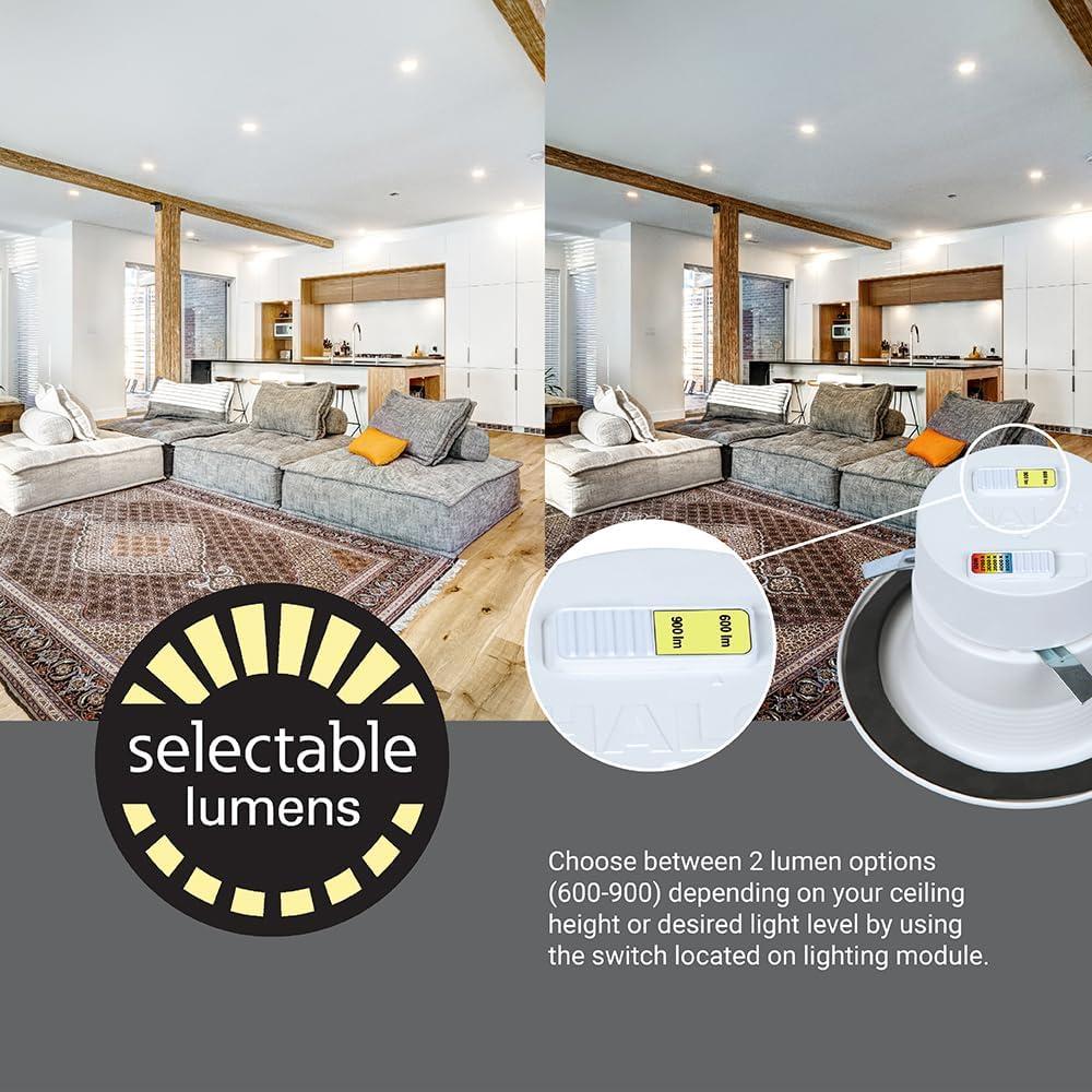 4-Inch White Aluminum Recessed LED Retrofit Light with Selectable CCT