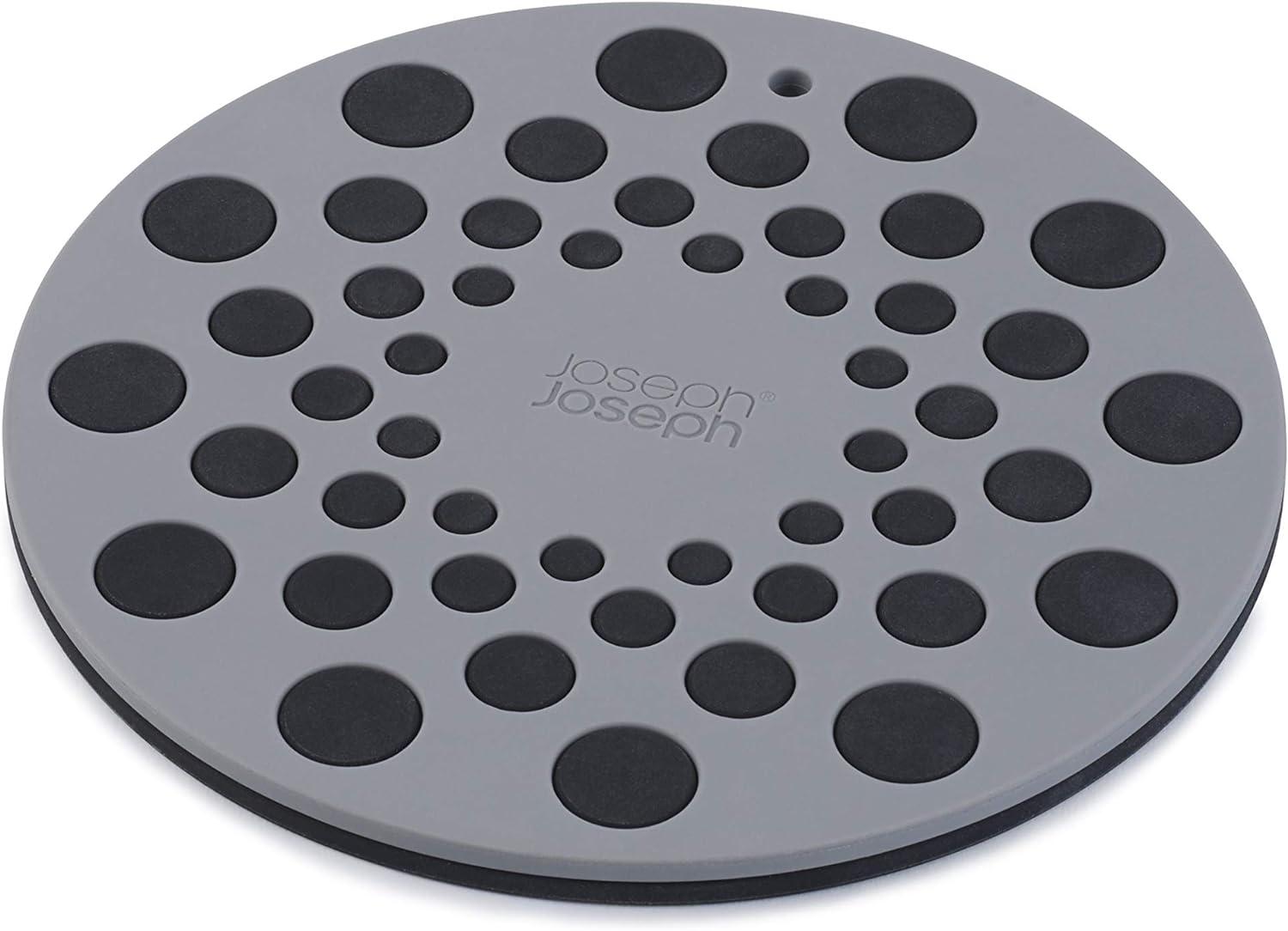 Gray Circular Silicone Trivet Set with Raised Dots