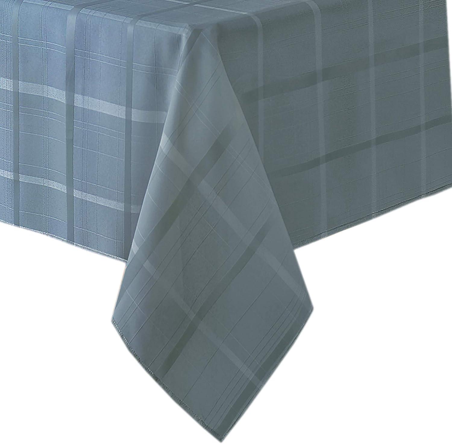 Elegance Plaid Stain & Water Resistant Tablecloth - 60" x 84" Rectangle - Blue Shadow - Elrene Home Fashions