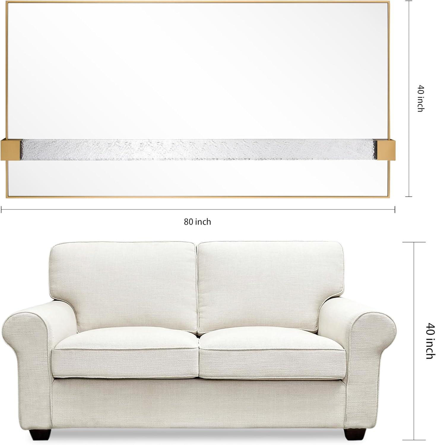 Empire Art Direct "Gleaming Horizon Wall Mirror" 40"x80" with Textured Acrylic Embellished, on Gold Iron Frame