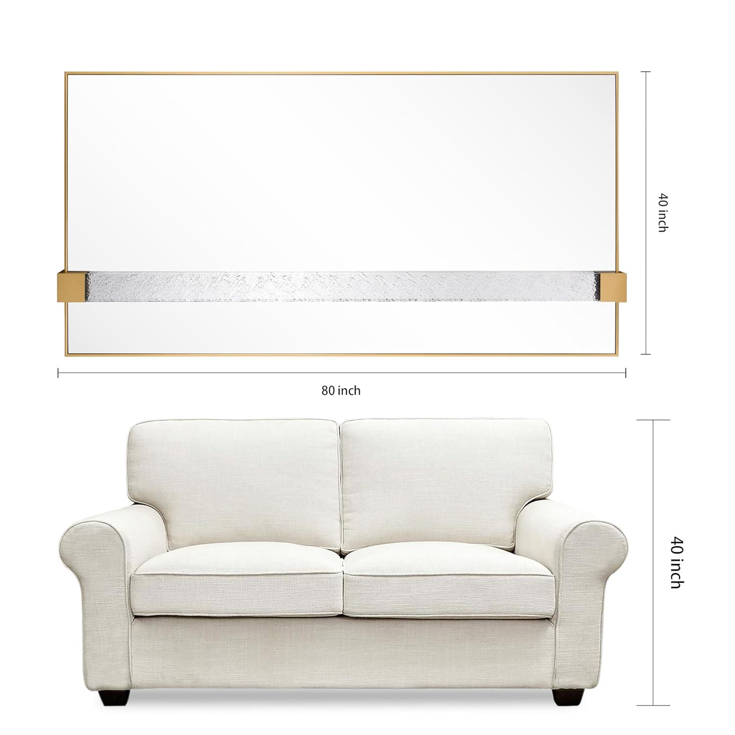 Empire Art Direct "Gleaming Horizon Wall Mirror" 40"x80" with Textured Acrylic Embellished, on Gold Iron Frame