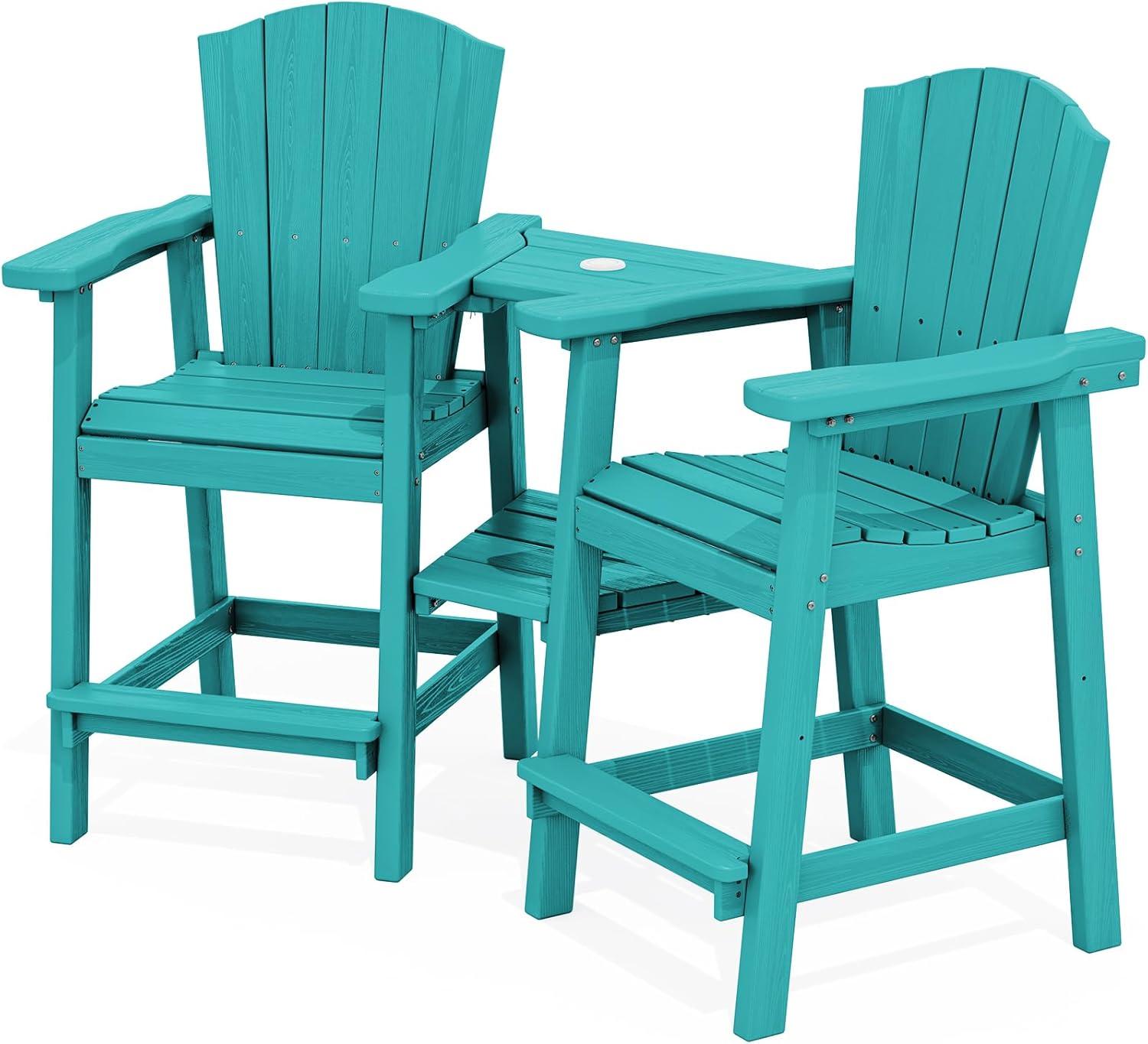 Rosecliff Heights Wolak HDPE Outdoor Adirondack Chair Set With Table