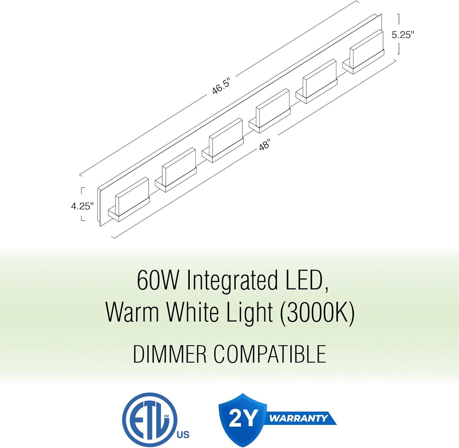 Kira Home Everett 48" 60W Integrated LED Bathroom / Light, Rectangular Acrylic Lenses, 3000k Light, Oil Rubbed Bronze