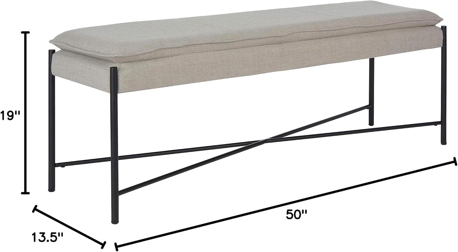 Kara Cushioned X Bench - Light Grey Linen/Black - Safavieh