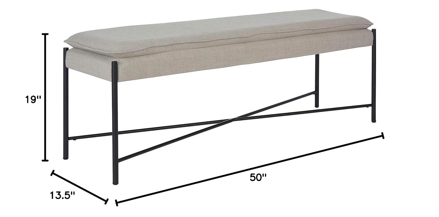 Kara Cushioned X Bench - Light Grey Linen/Black - Safavieh