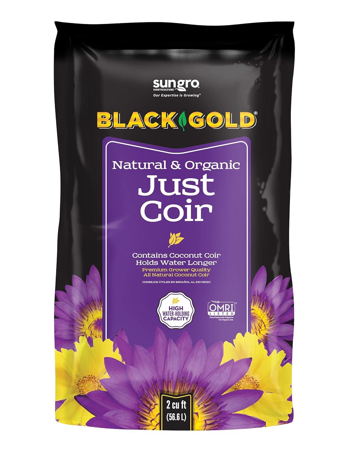 SunGro Black Gold Natural and Organic Just Coir Soil Amendment Mix, 2 Cubic Feet