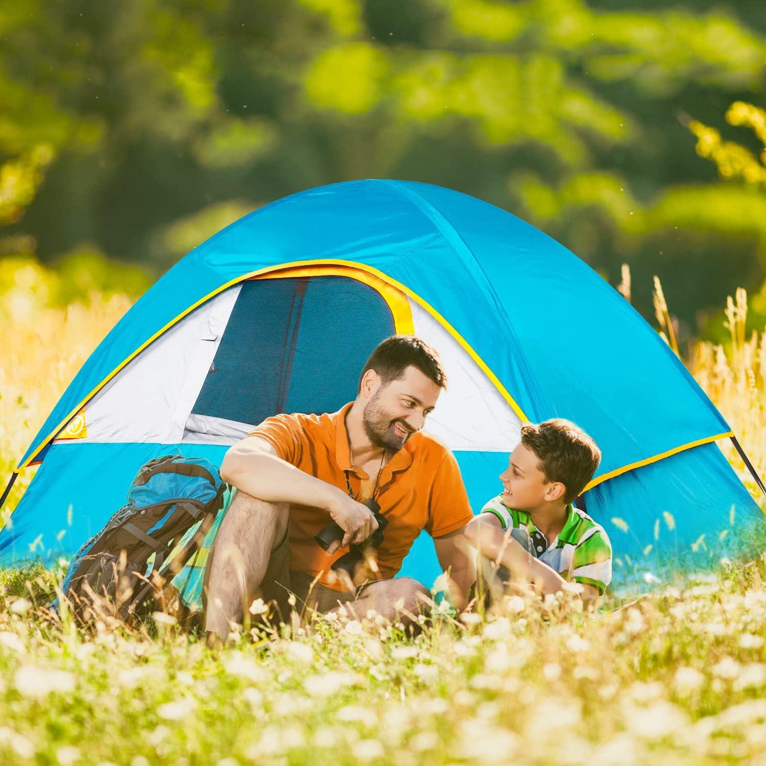 7 ft. x 5 ft. Ocean Blue 2-Person Waterproof Camping Tent with Rainfly