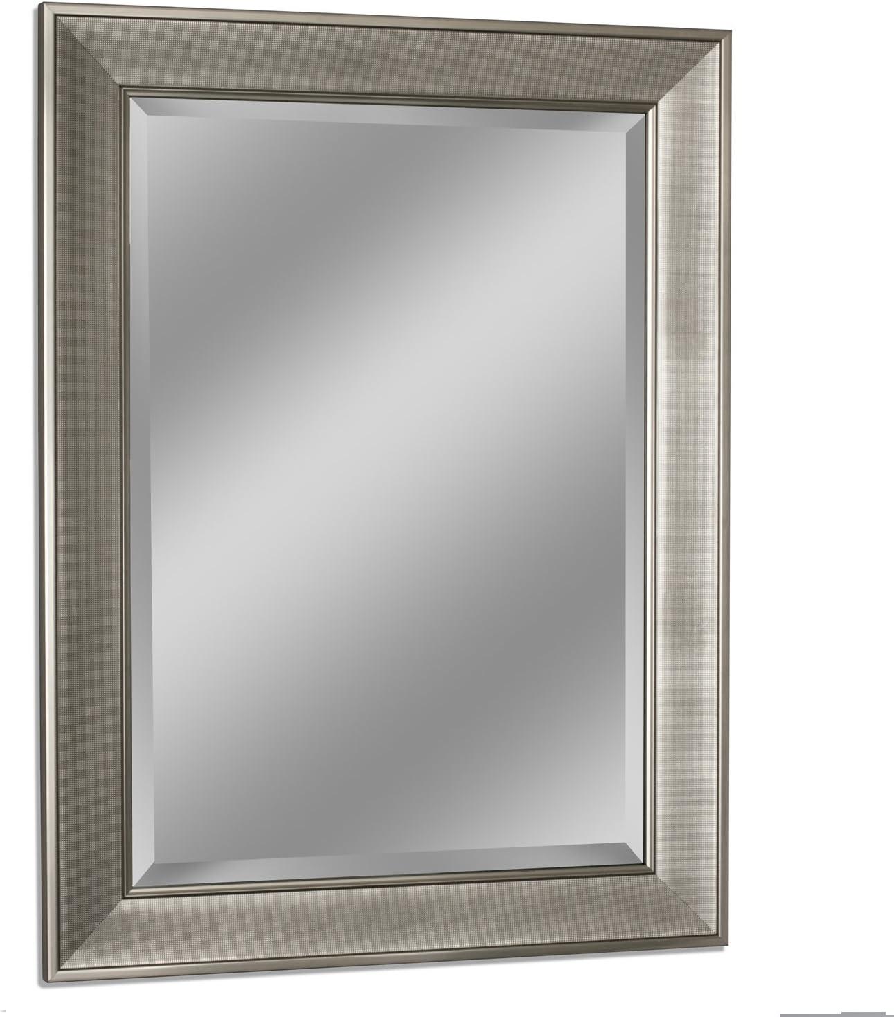 Champagne Silver Pave Textured Rectangular Framed Vanity Mirror - 29" x 35"