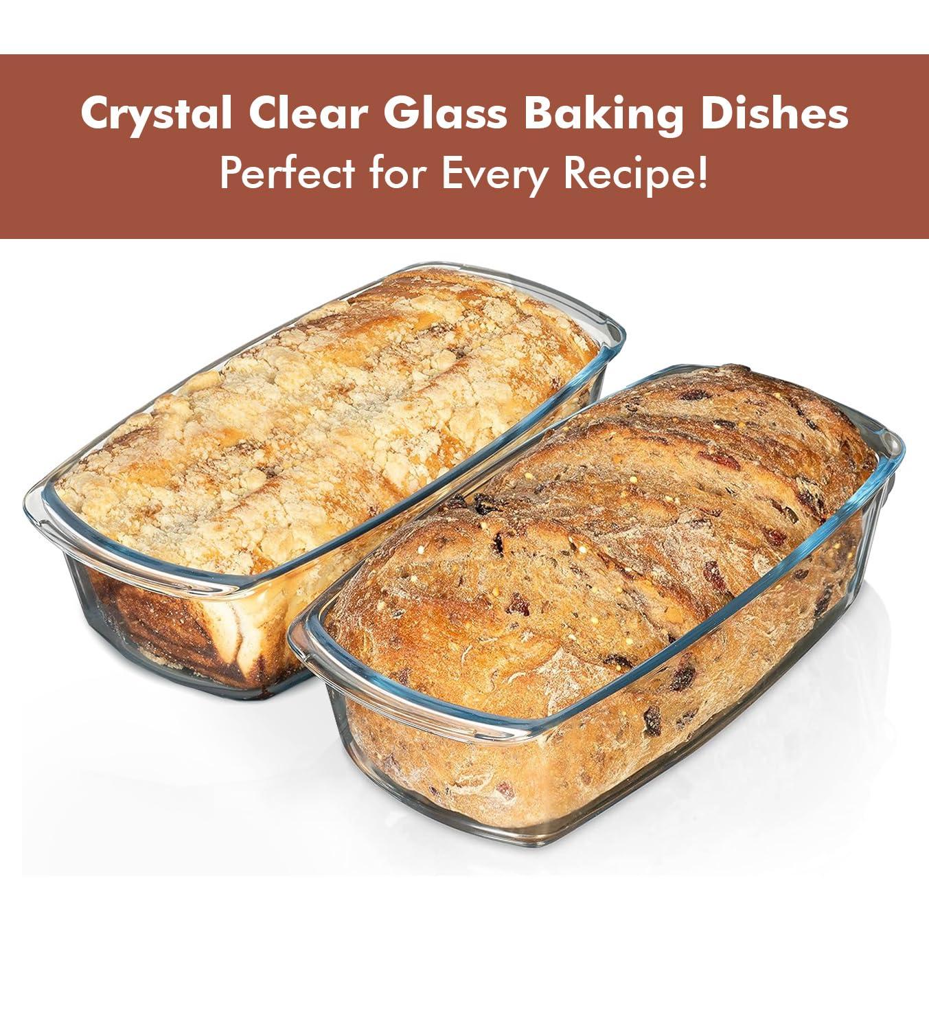 Razab 1800ml Large Glass Loaf Pans with Lids (Set of 2) 10 x 5in Bread Baking Pans, Bpa Free with Easy-Grip Handles