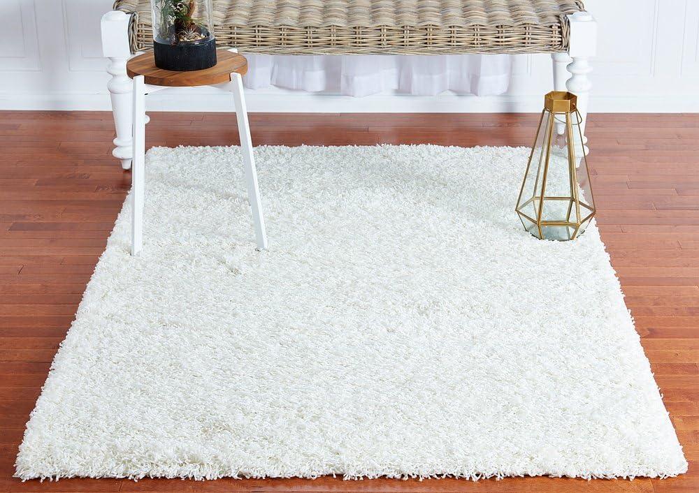 Unique Loom 4' 1 x 6' 1 Solid Shag Snow White Area Rug