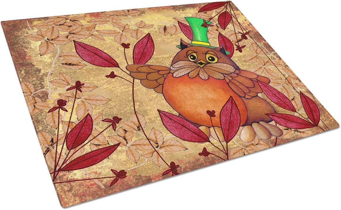 Caroline's Treasures Hootie Fall Owl Glass Cutting Board