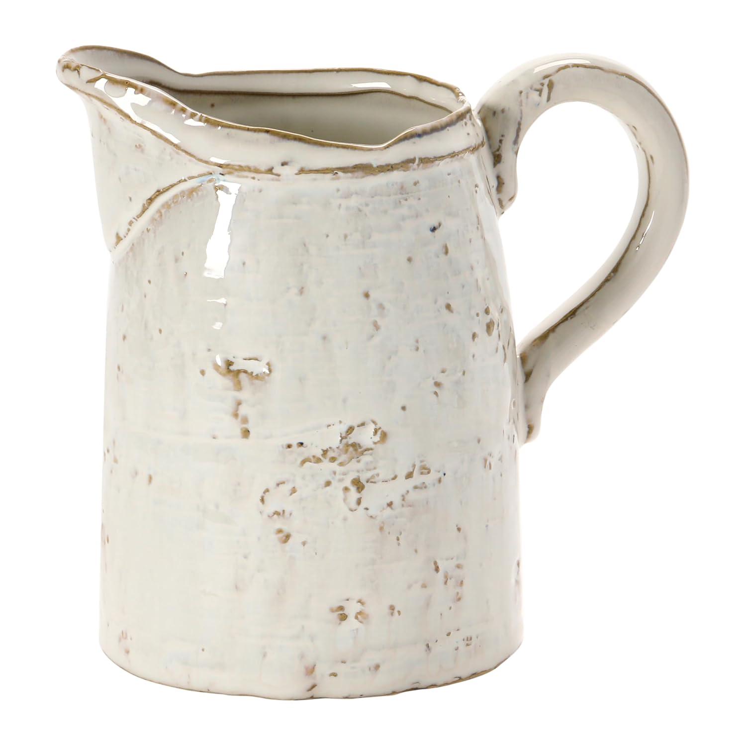 Storied Home 28 oz. Stoneware Pitcher, Reactive Glaze, White (Each One Will Vary)