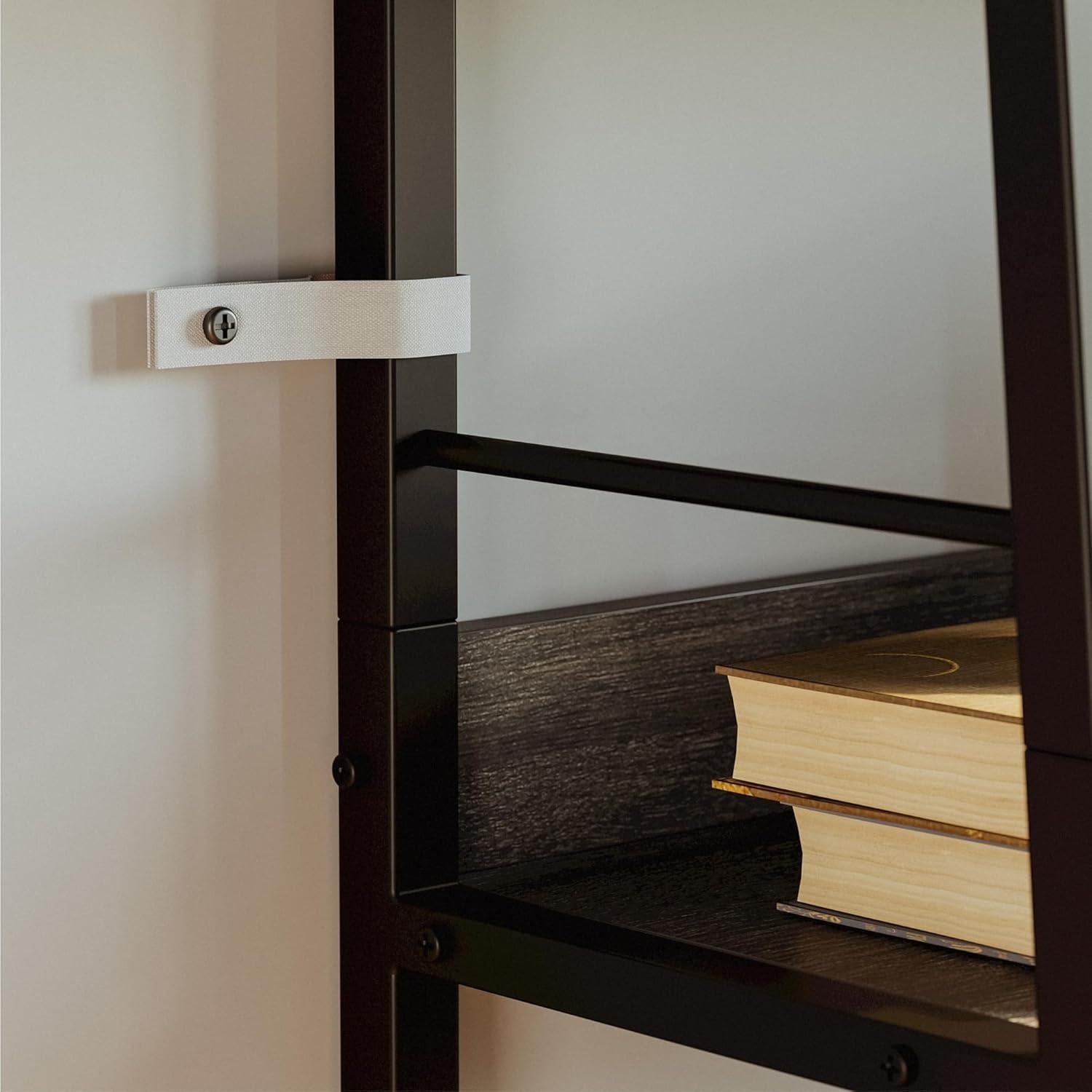 IRONCK Industrial Bookshelves and Bookcases, Ladder Shelf 5 Tier with Metal Frame for Living Room, Home Office, Charcoal Grey