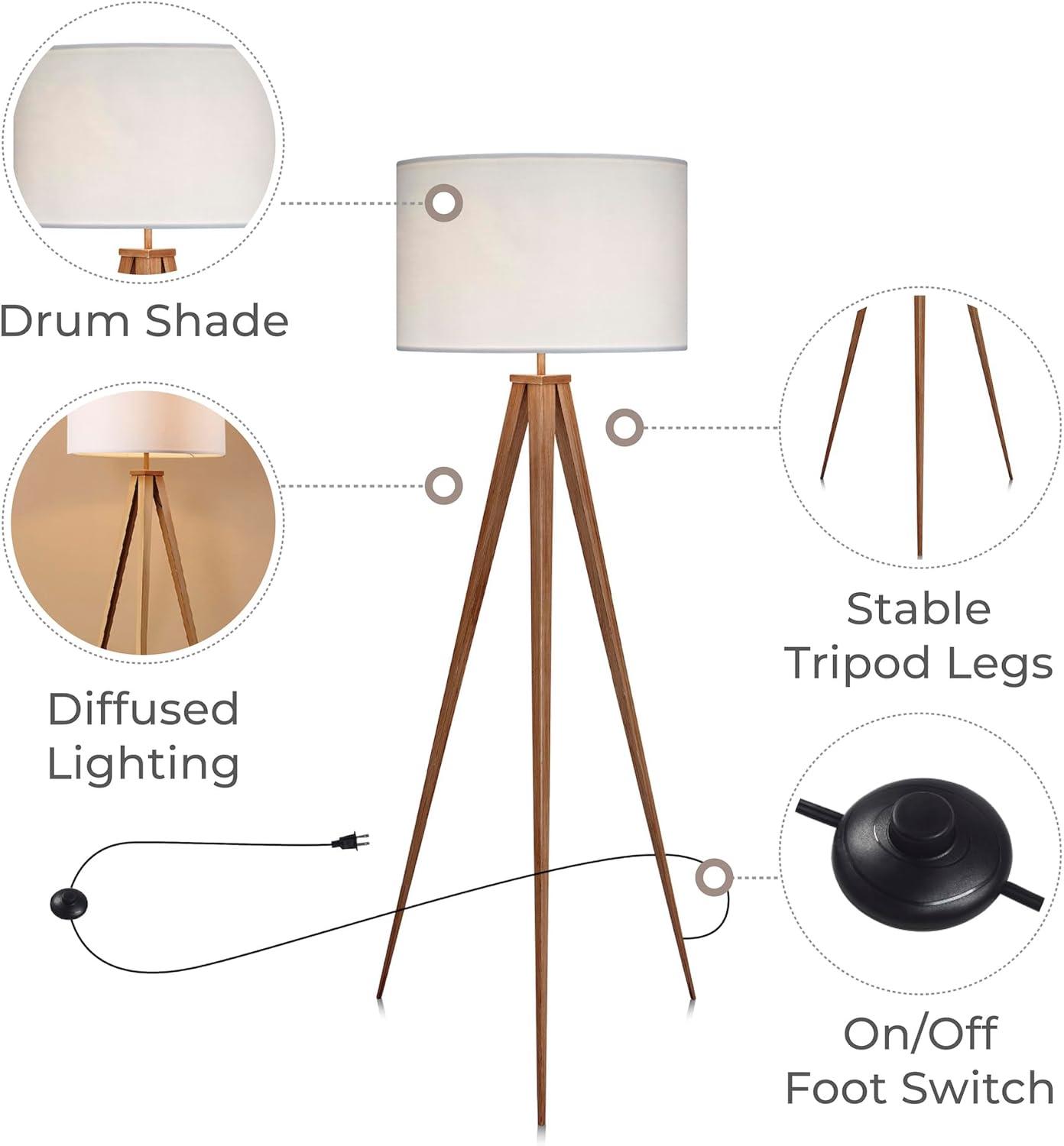 Mercer41 Cardone 60" Modern Standing Tripod Floor Lamp with Drum Shade