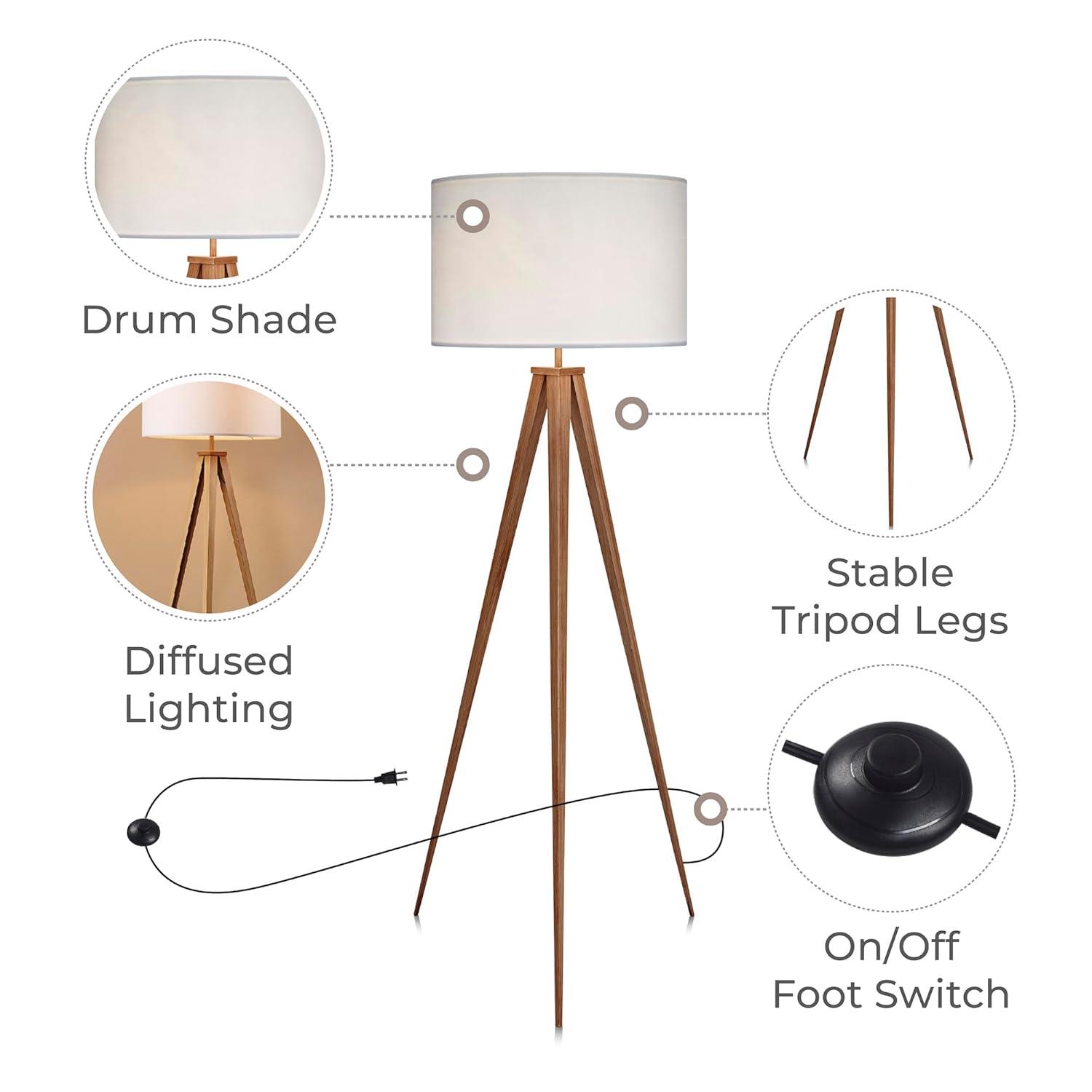 Mercer41 Cardone 60" Modern Standing Tripod Floor Lamp with Drum Shade
