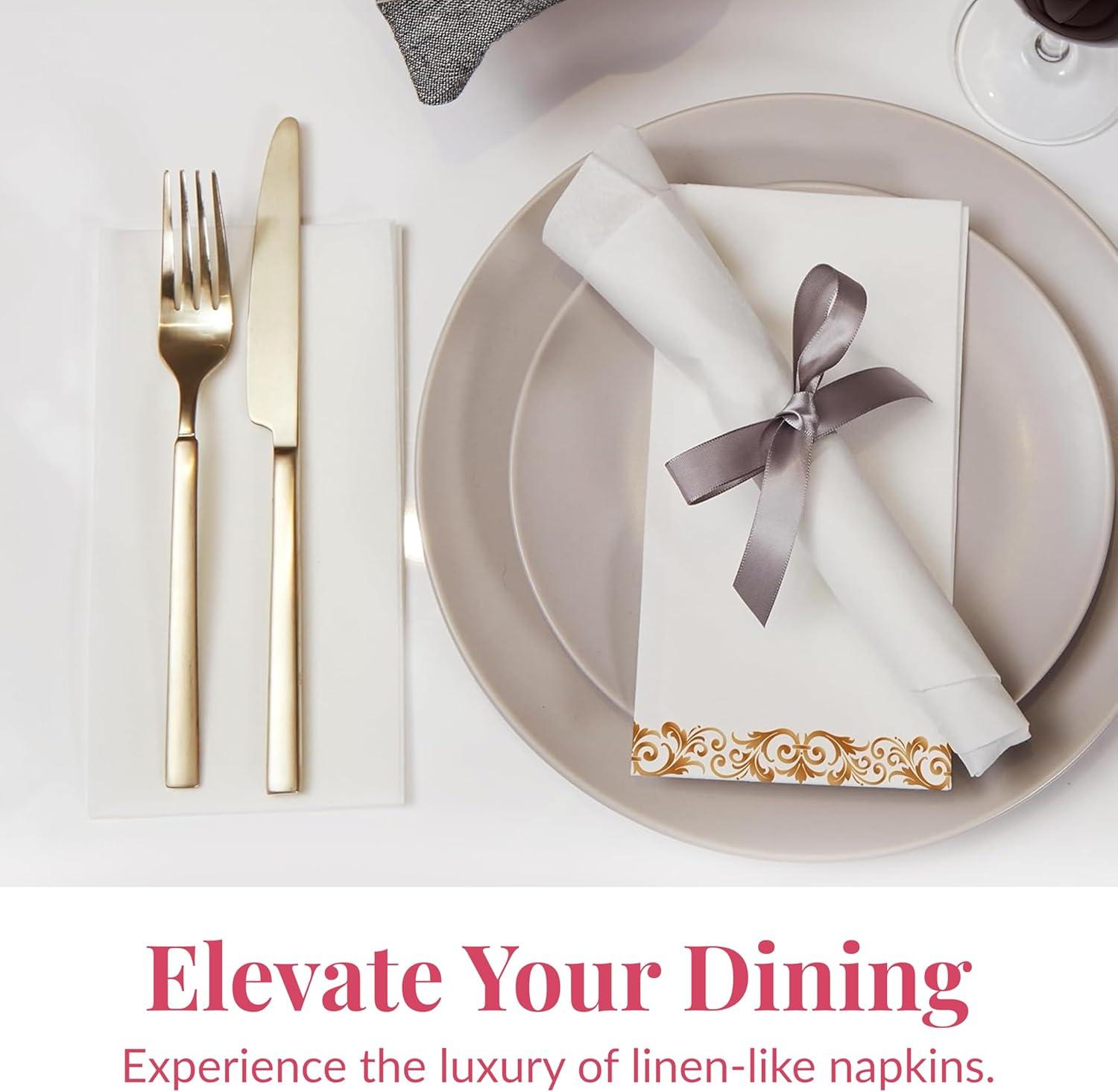 Prestee Feel Disposable Napkins-50 Linen, White