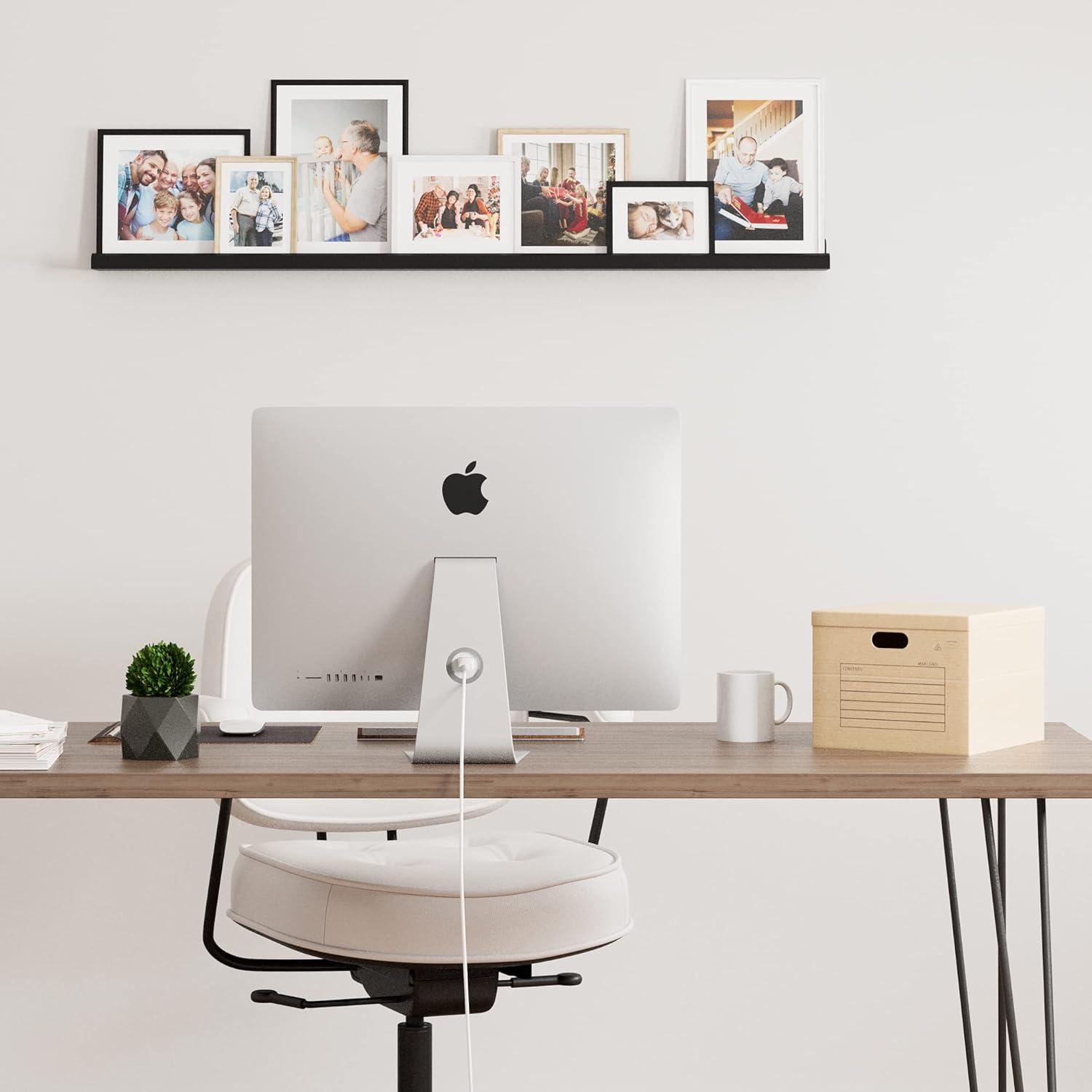 Black MDF Wood 46" Floating Wall Shelf for Picture Frames