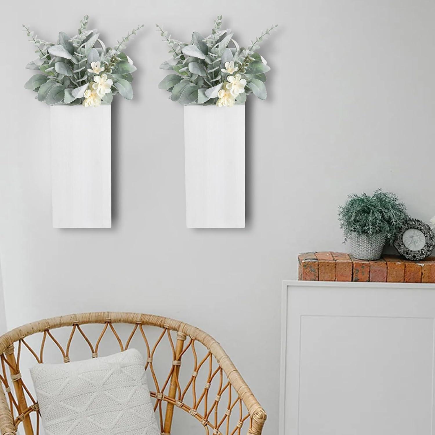 Wall Planters for Indoor Plants Modern Farmhouse Wooden Pocket Wall Vases for Dried Flowers and Faux Plants 4 Pack
