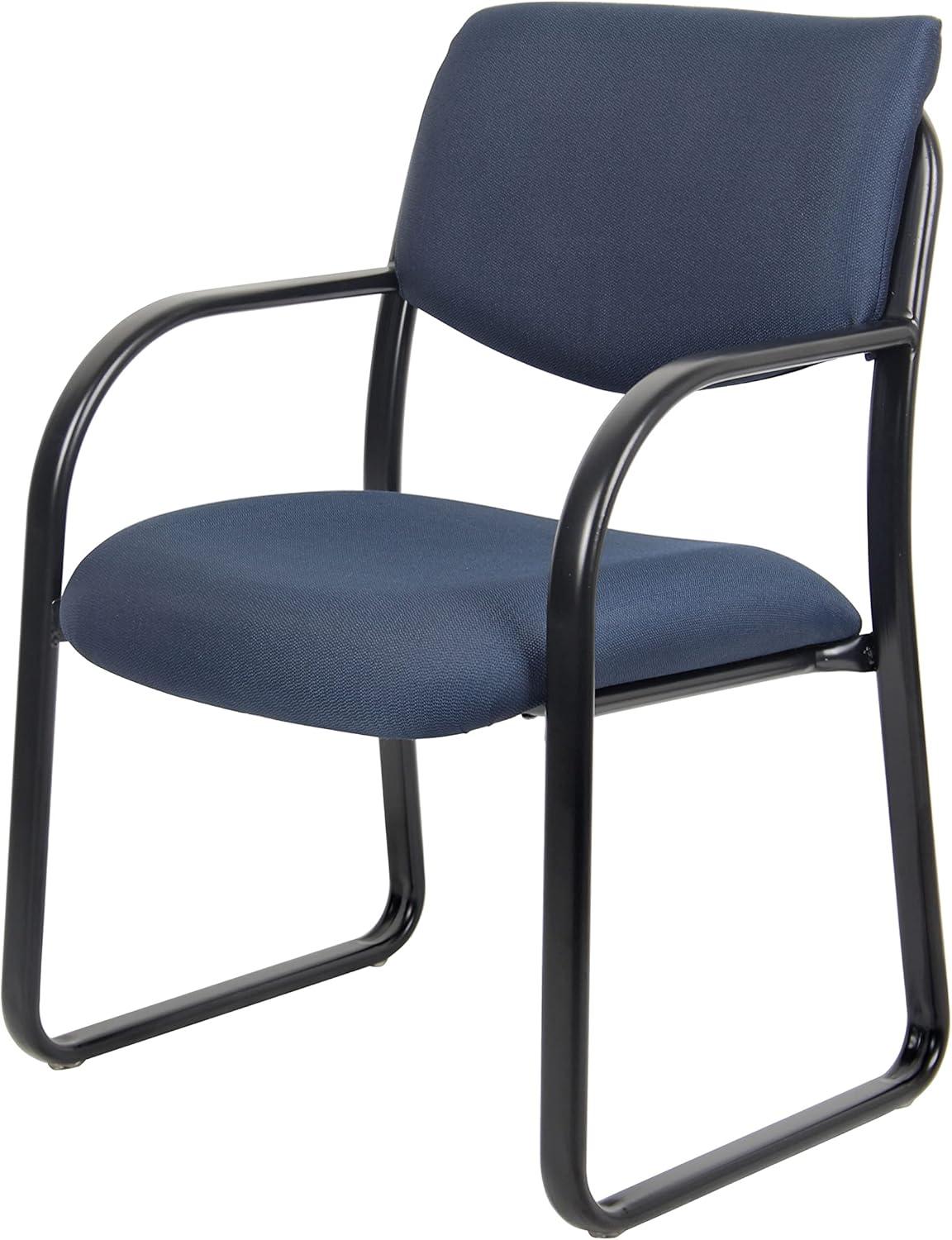 Sled Base Guest Chair Blue - Boss: Sturdy Metal Frame, Padded Back & Seat, Fixed Height
