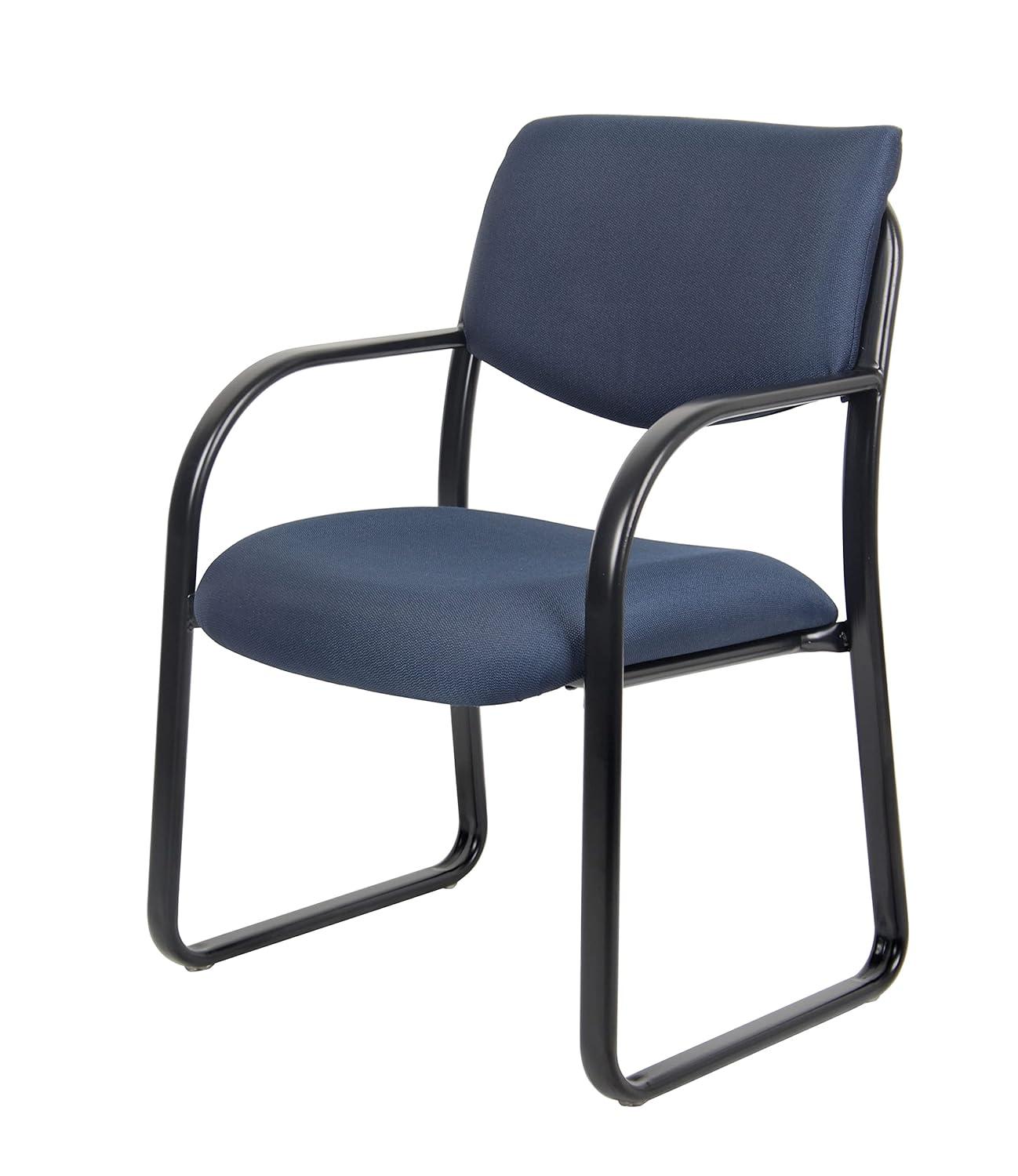 Sled Base Guest Chair Blue - Boss: Sturdy Metal Frame, Padded Back & Seat, Fixed Height