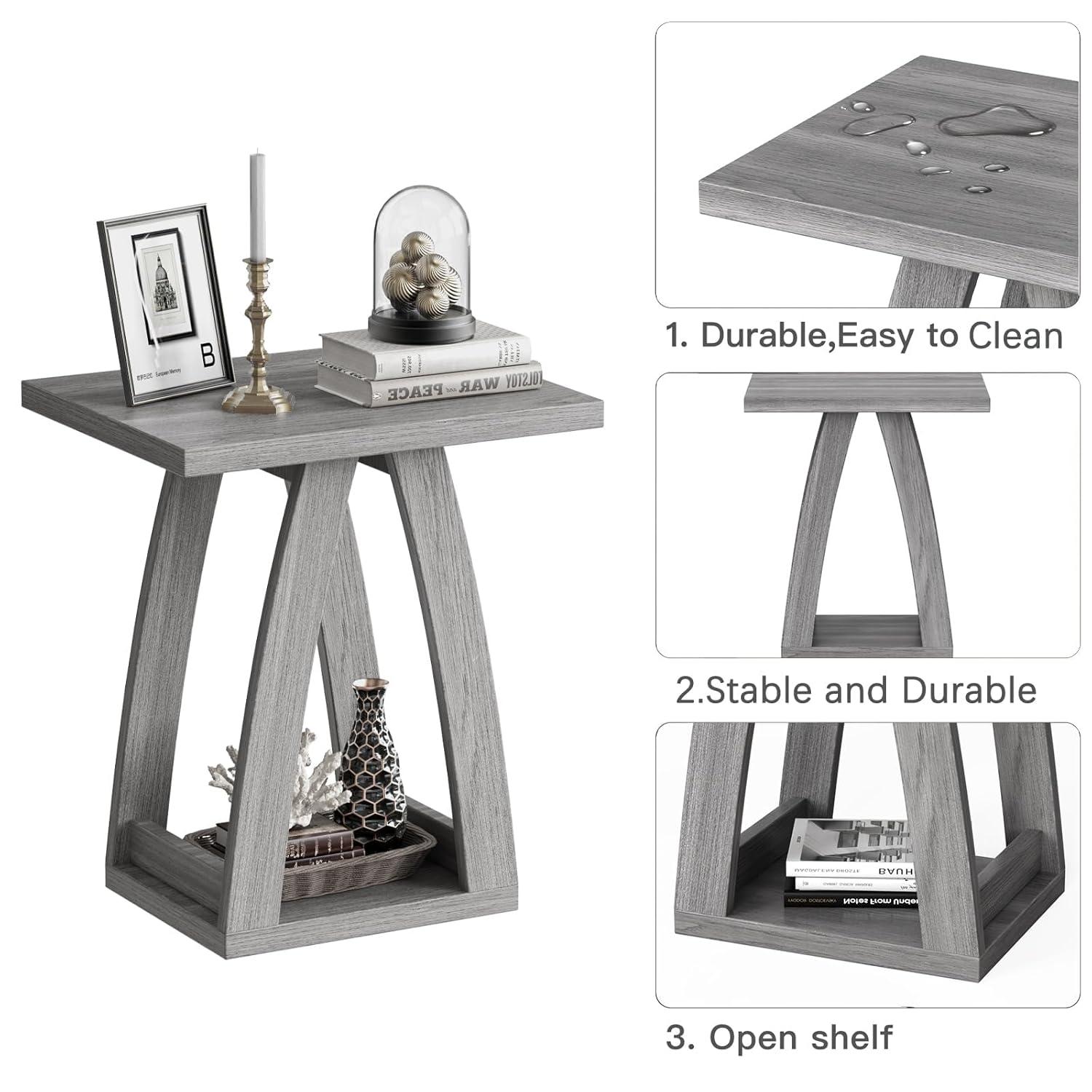 End Table Set Of 2, Side Table, Nightstand, Sofa Side Table With Shelf, Modern End Table For Living Room, Bedroom