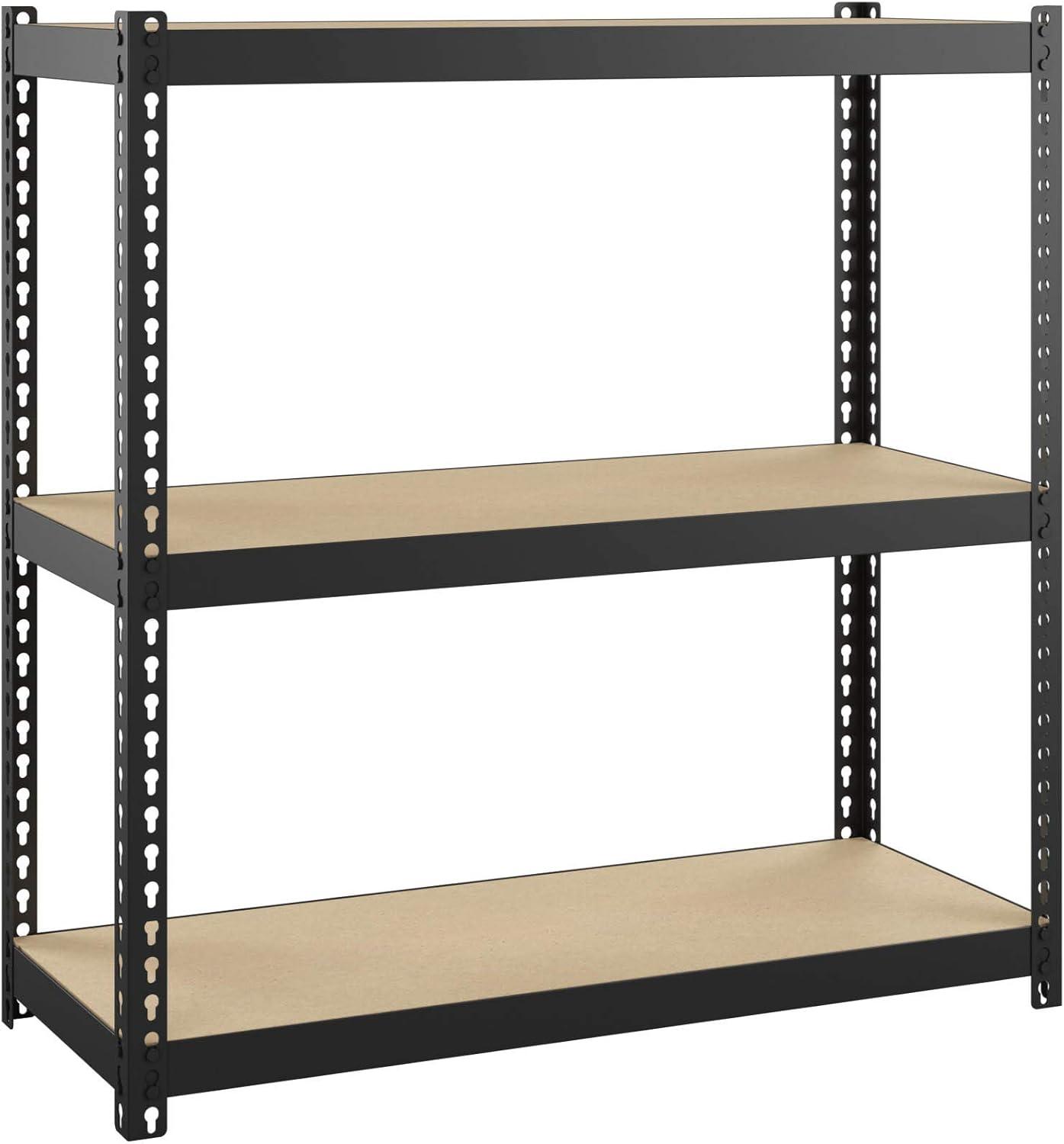 Space Solutions 1000 Riveted Metal Shelving 3-Shelf Unit 12D x 30W x 30H Black