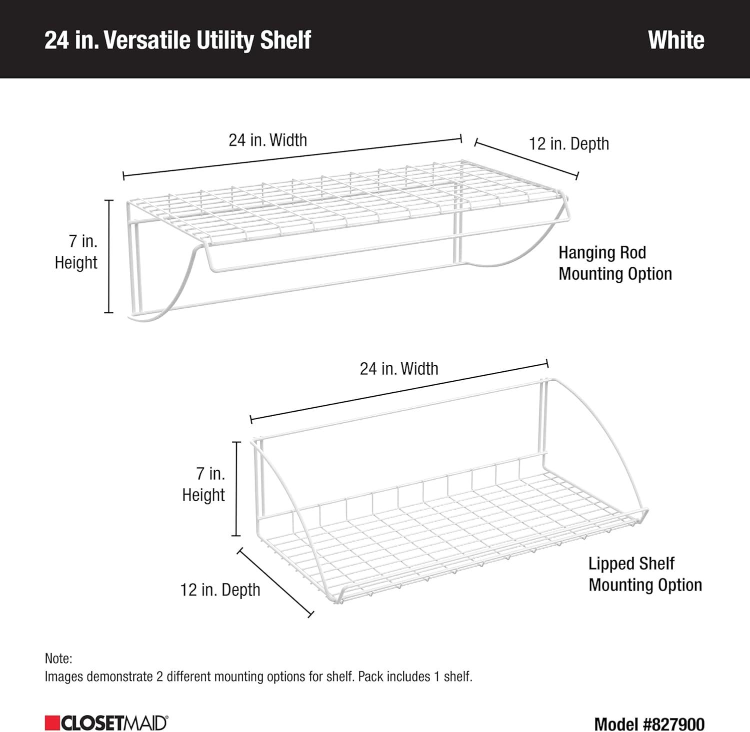 White Epoxy Coated Steel Laundry Utility Hanger Shelf