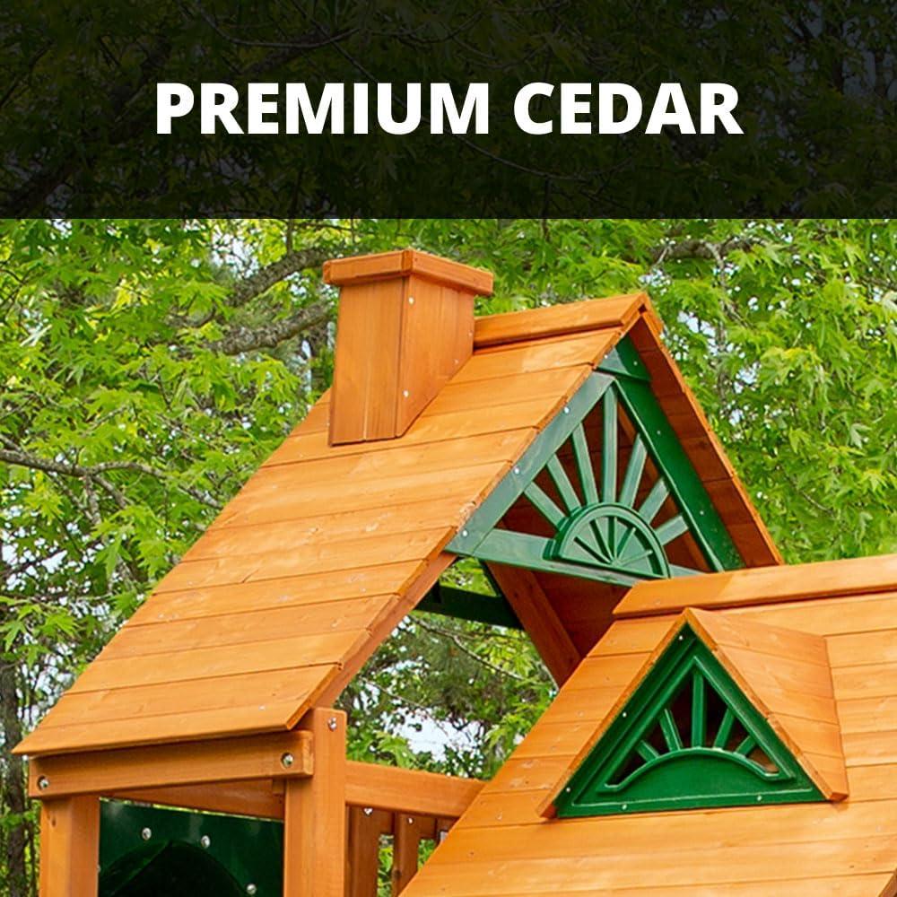 Gorilla Playsets Chateau Tower Swing Set with Wood Roof