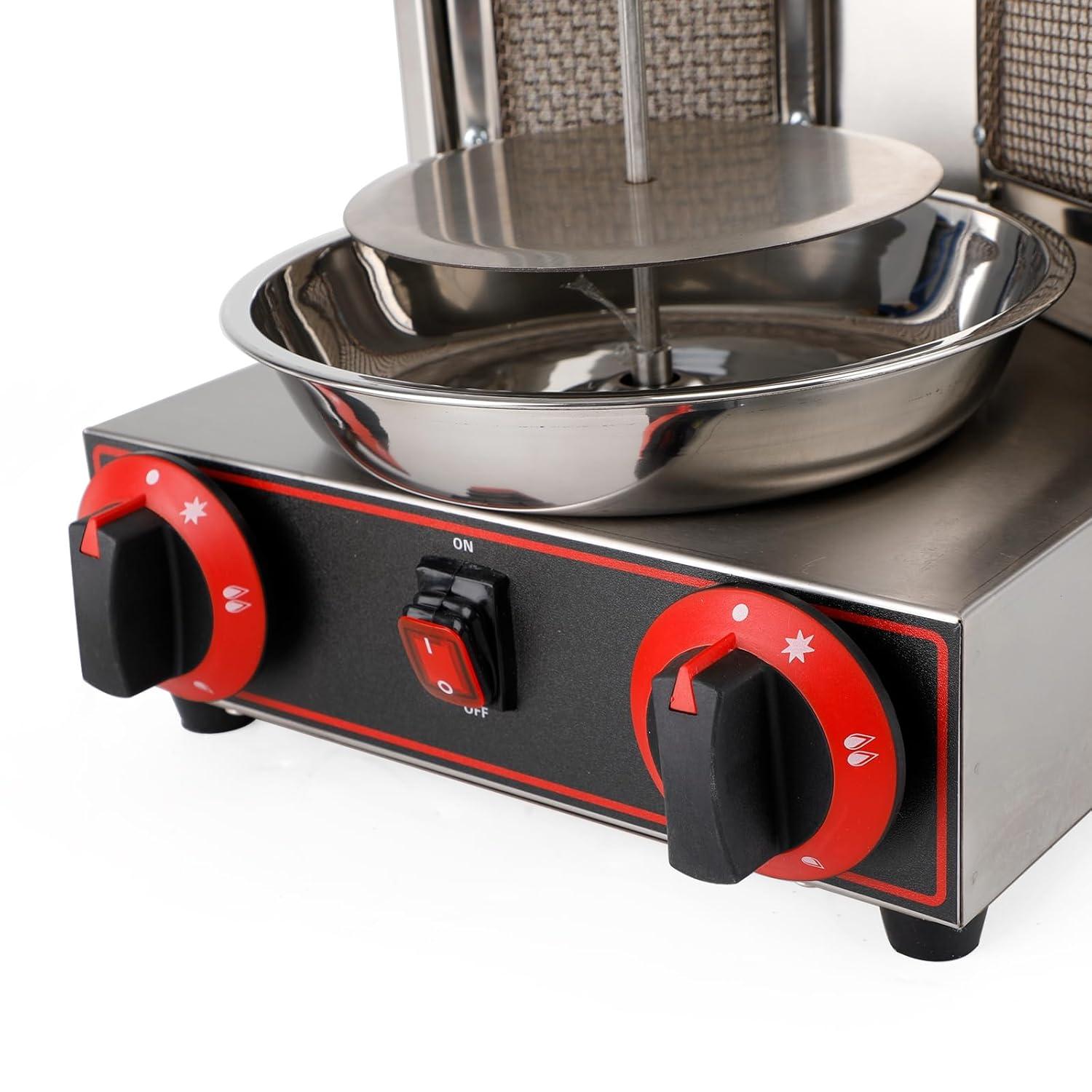 TOPTENG 110V 2000W Commercial Electric Vertical Gas Shawarma Broiler Machine Spinning Doner Kebab Gyro Grill Machine, Rotisserie Doner Kebab Gyro Grill Device for Restaurant Dinner Home Kitchen