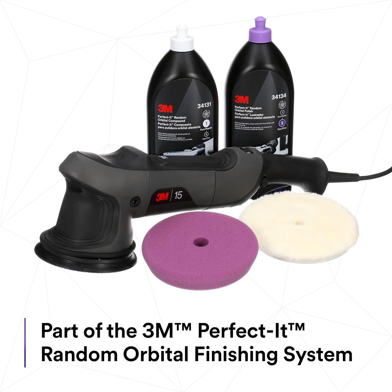 3M Perfect-It Random Orbital Coarse Wool Compounding Pad 34120, 5 Inch (130 mm), White, 2 Pads/Bag
