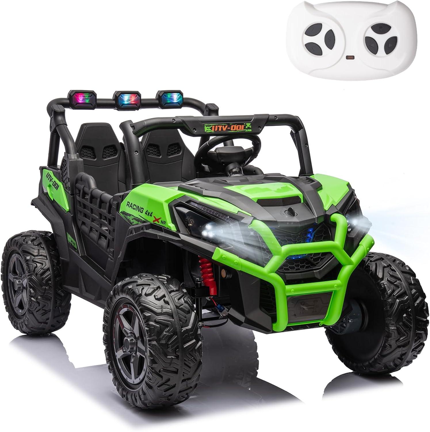 24 Volt 4X4 Ride on Toys with 2 Seat, 600W Power UTV Car 4 Wheeler for Big Kids with Remote Control, Storage, 3 Speeds, Bluetooth Music