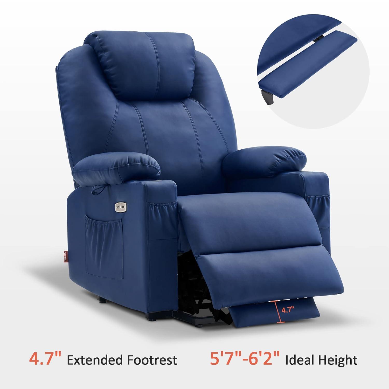 22.8" Wide Dual Motor Power Recliner Lift Chair with Massage and Heat, Infinite Position, Faux Leather