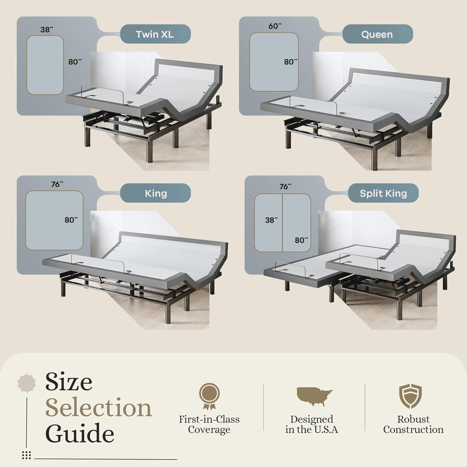 Sven & Son Harmony Adjustable Bed Base-Frame Only - Head and Foot Lift, Pillow-Tilt, Massage, USB, Memory Positions, Zero Gravity - King