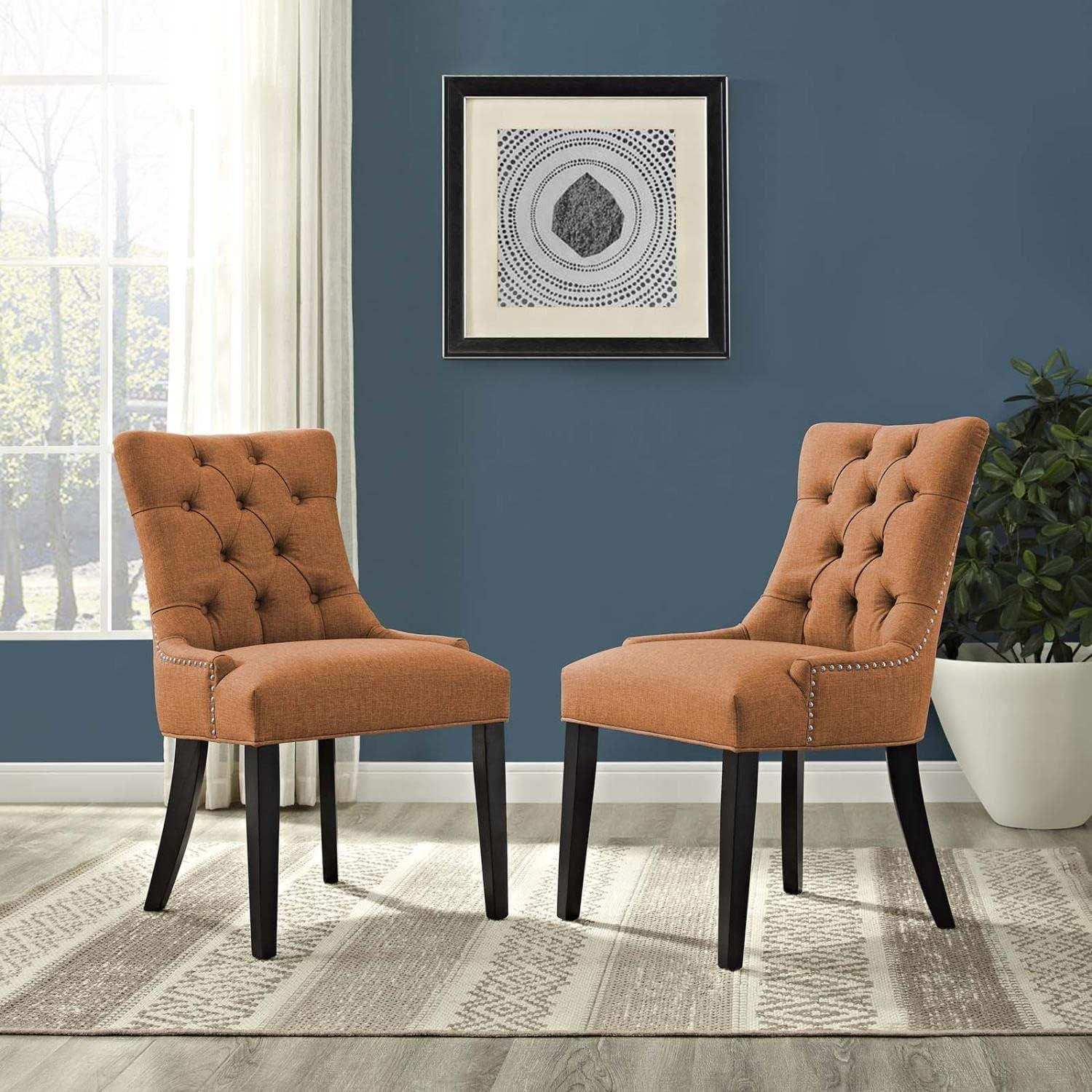 Regal Orange Tufted Upholstered Side Chair with Nailhead Trim