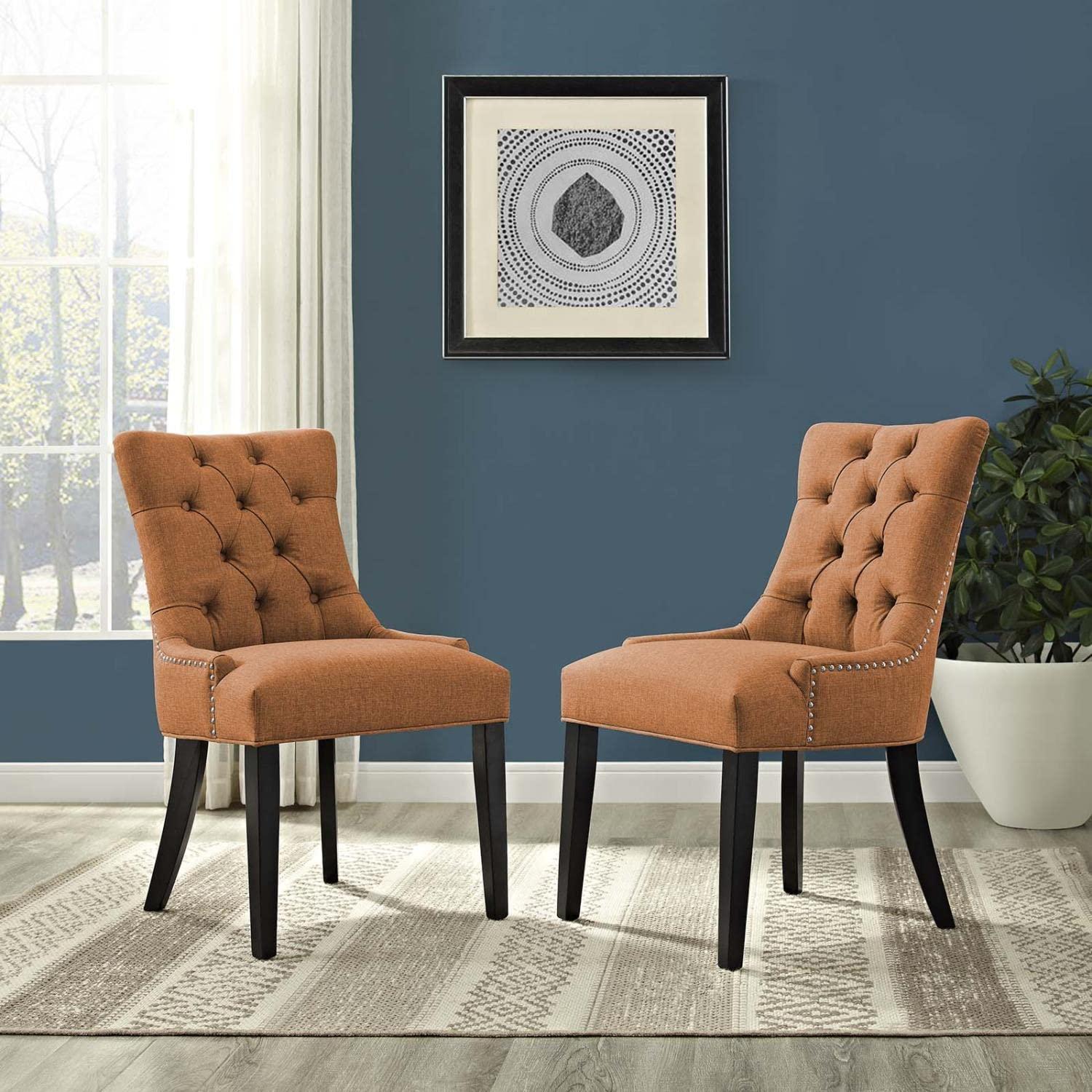 Modway Regent Dining Side Chair Fabric Set of 2 Orange