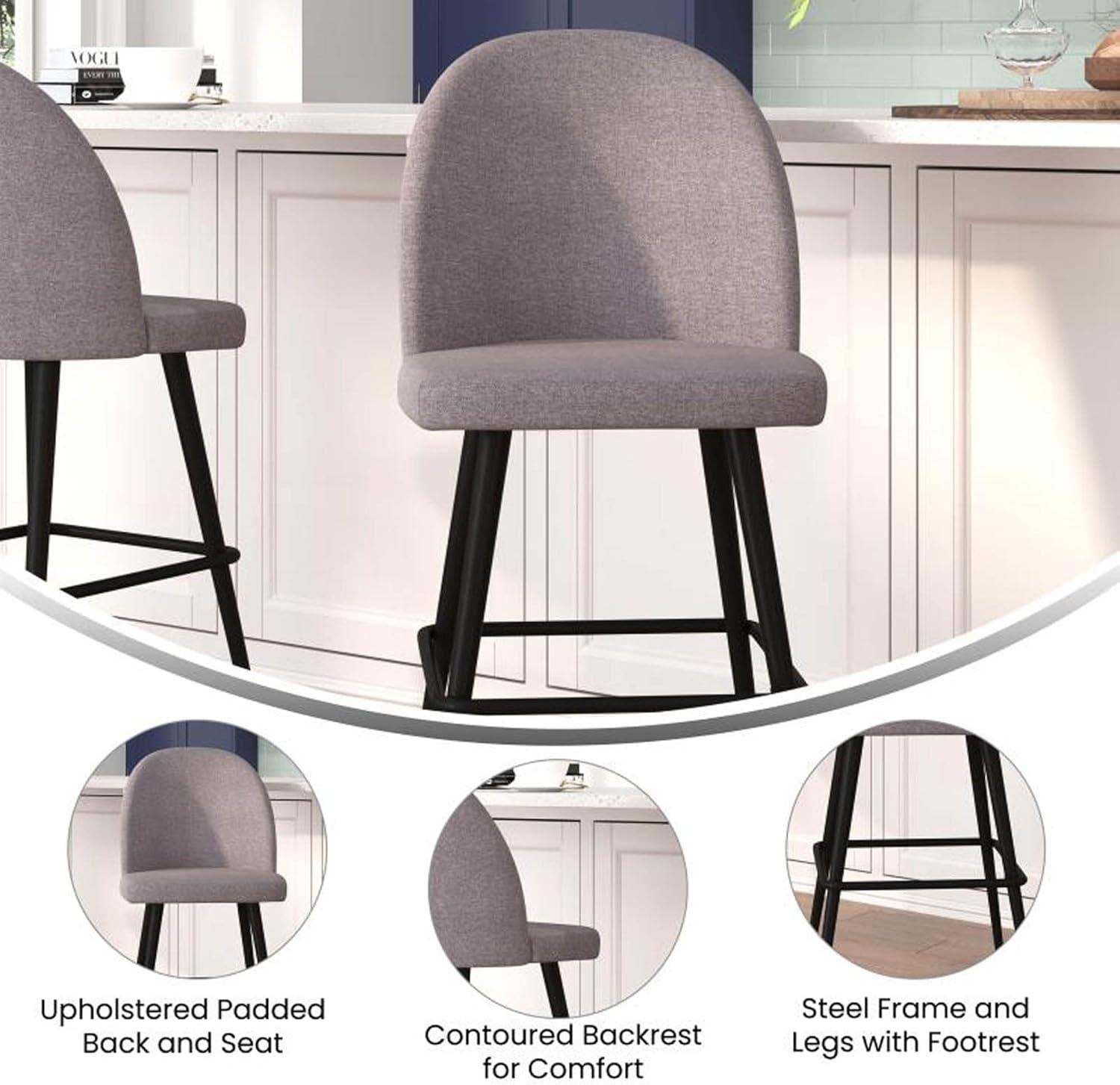 Flash Furniture Lyla Commercial Grade Modern Armless Barstools with Contoured Backrest, Steel Frame and Integrated Footrest - Set of 2