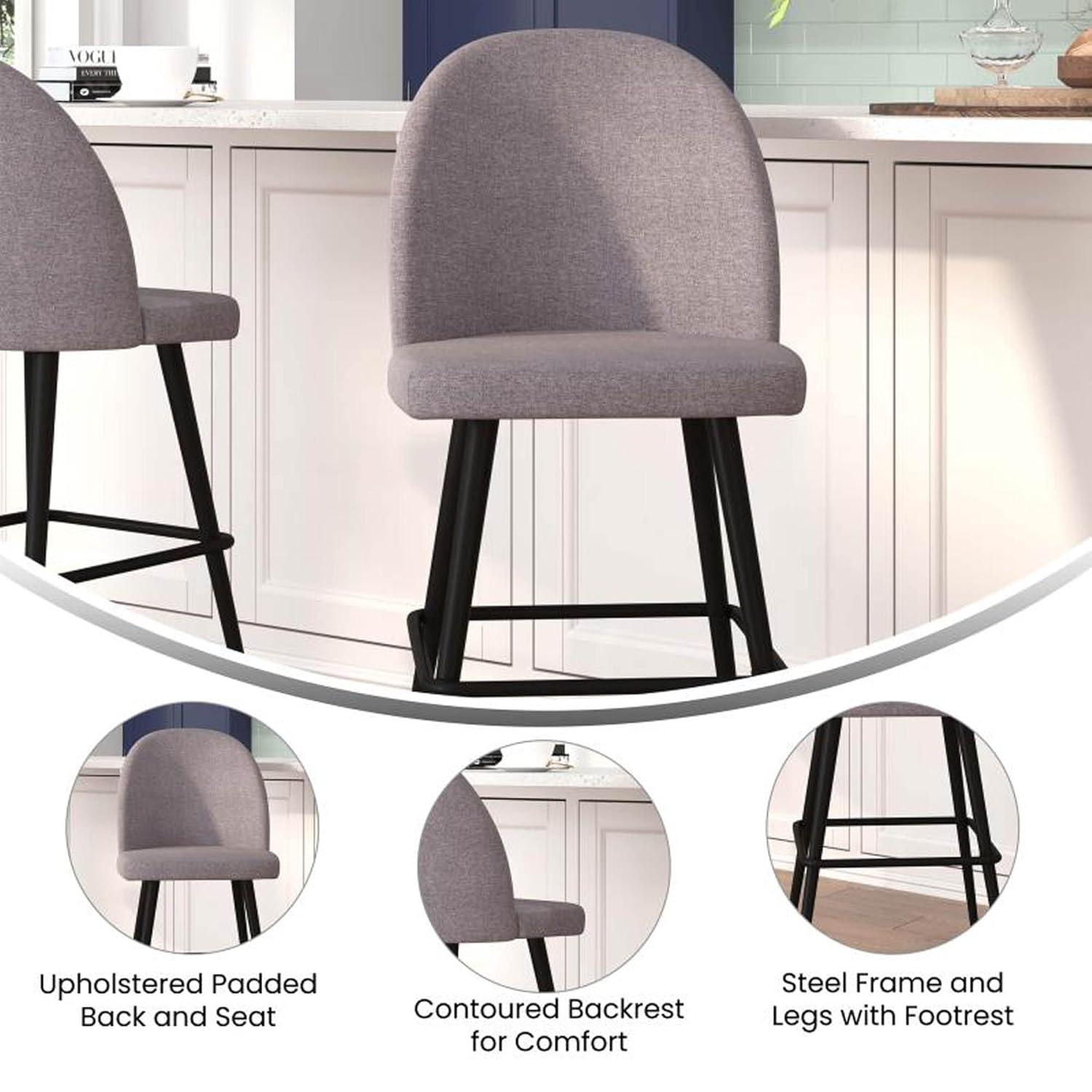 Flash Furniture Lyla Commercial Grade Modern Armless Barstools with Contoured Backrest, Steel Frame and Integrated Footrest - Set of 2