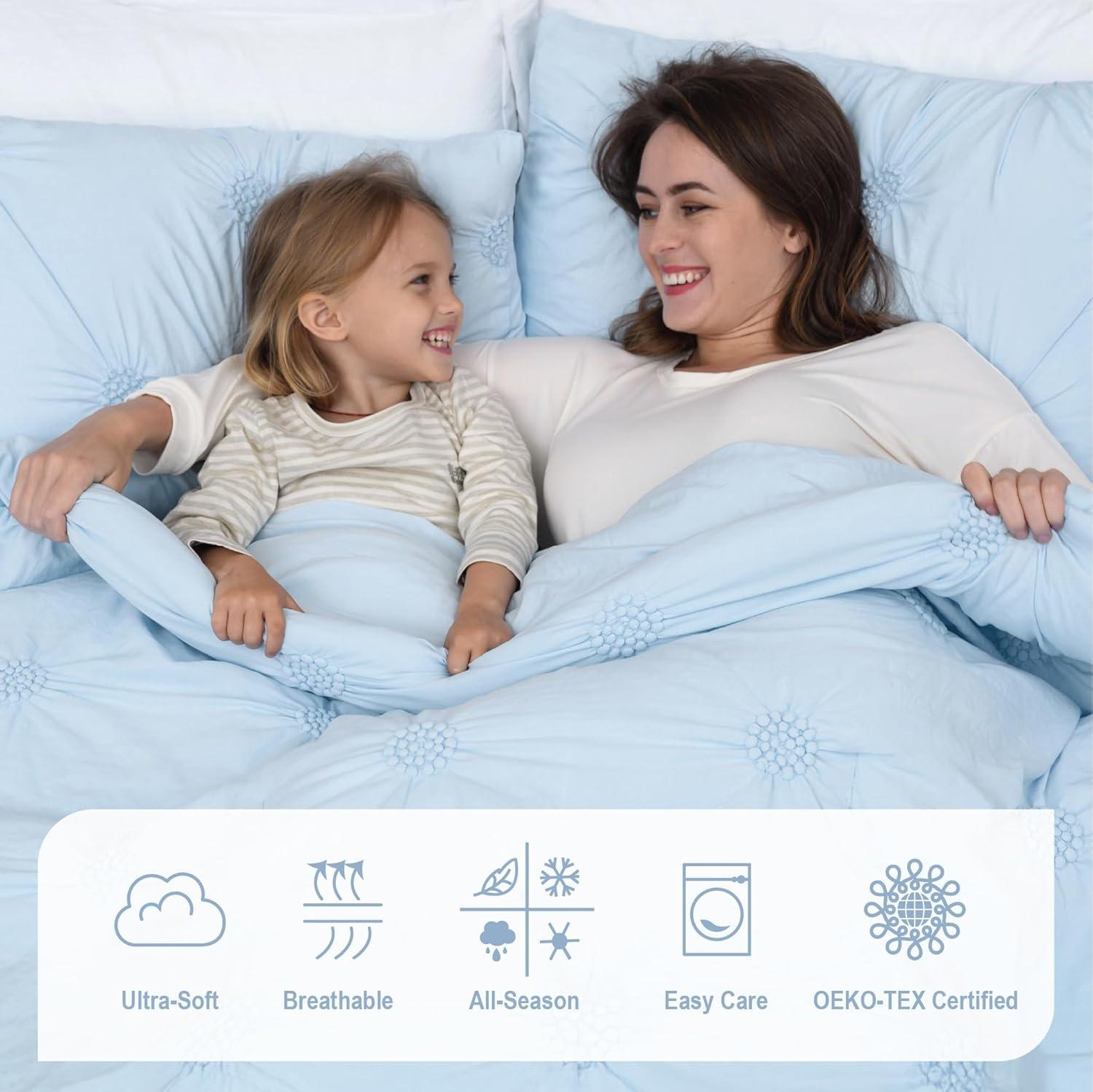 Swift Home Pom Pom Jaquard Microfiber 3-Piece Comforter Set