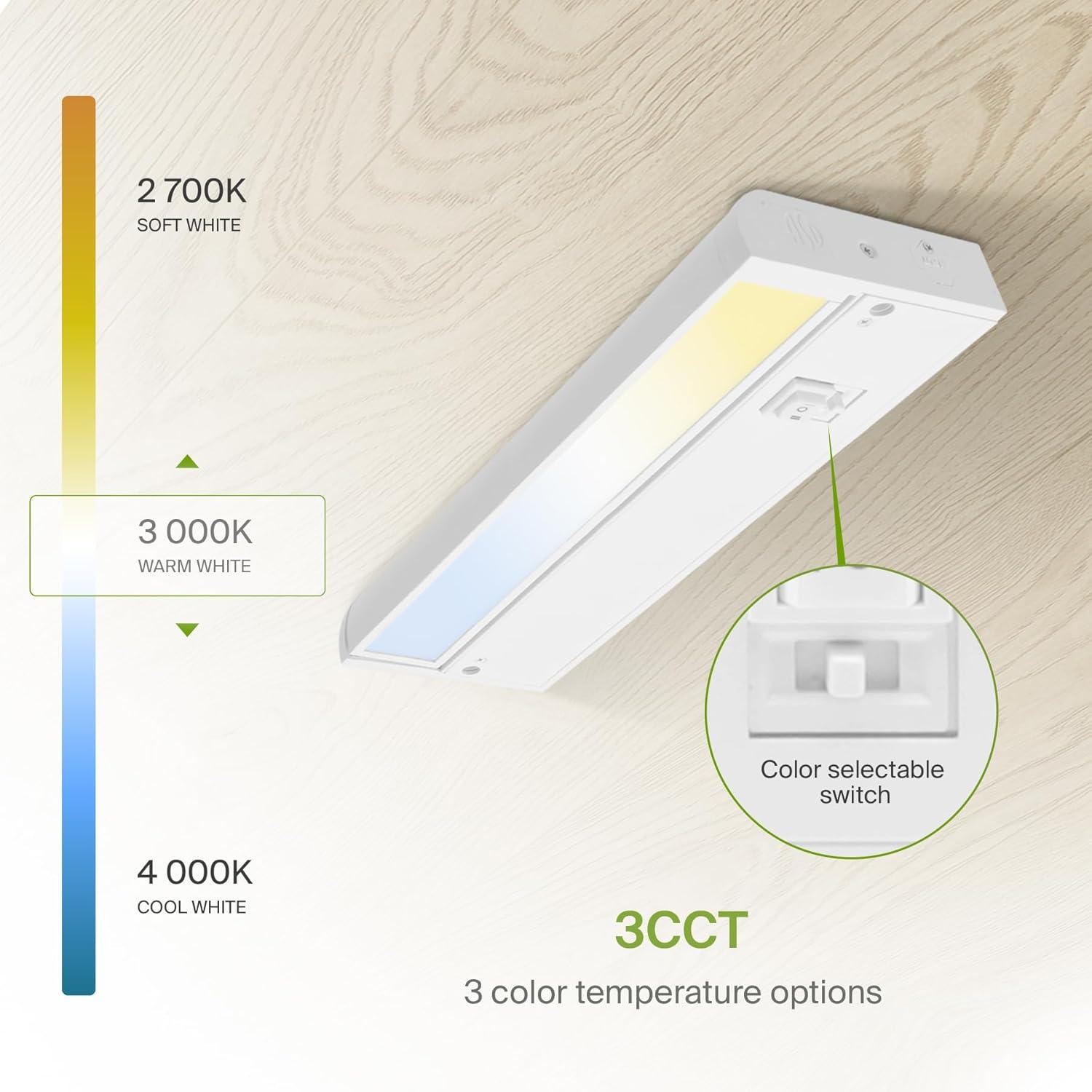 ASD Swivel LED Under Cabinet Lighting, 18 Inch 8W, Hardwired or Plug-in, 2700K/3000K/4000K, Hi/Low Switch, Rotatable Lens, Dimmable Linkable Under Counter Light for Kitchen, ETL & Energy Star