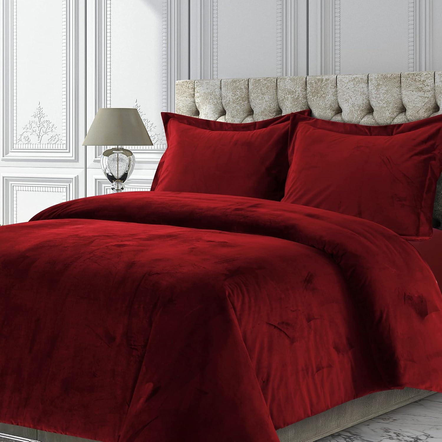 2pc Twin Venice Velvet Oversized Solid Duet Set Burgundy - Tribeca Living: Luxurious Polyester, Reversible, OEKO-TEX Certified