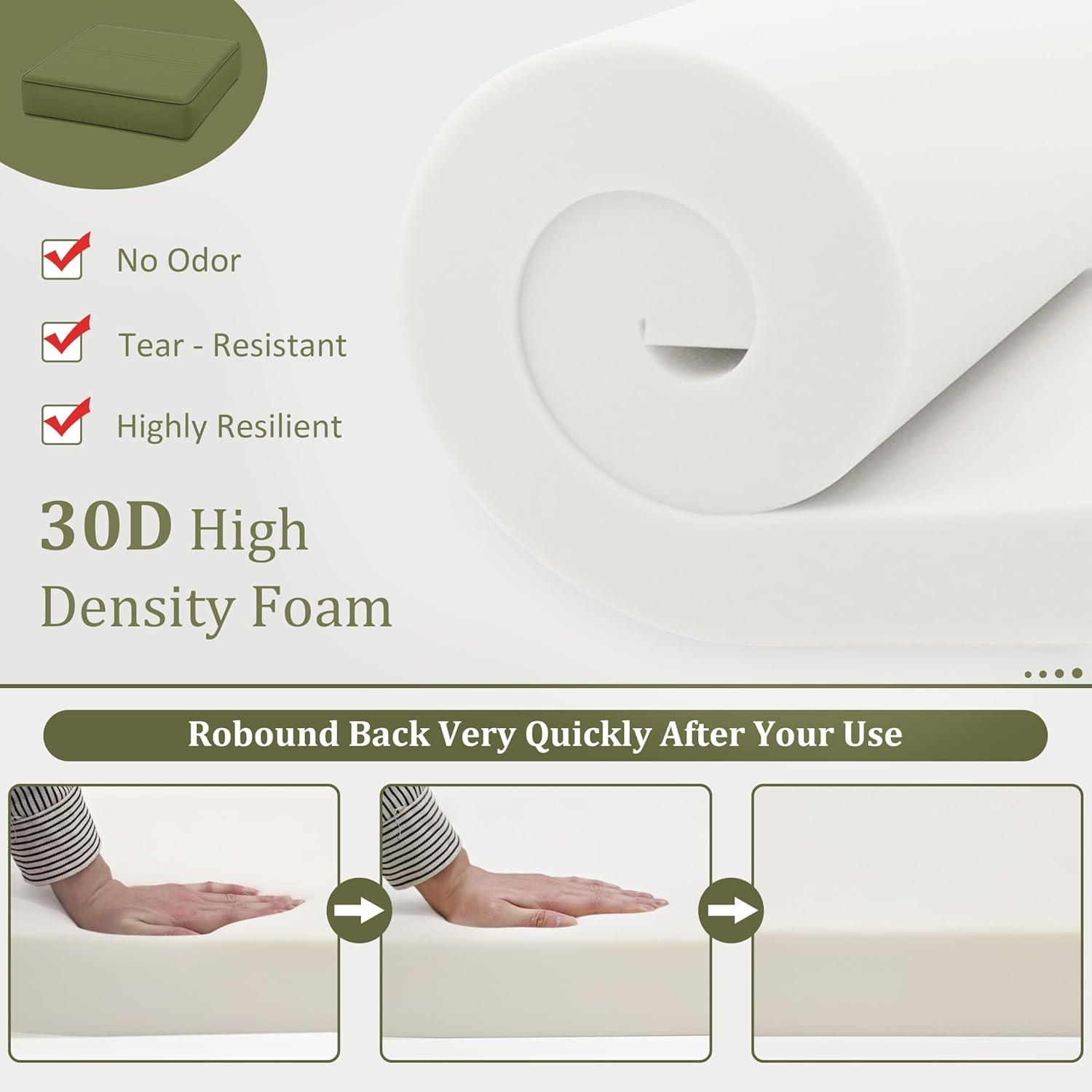 Kimunuk 14 Piece Outdoor Furniture Replacement Cushions, 5" Foam Foam High-Density, Fits 6-Seat Sectional Rattan Conversation Set, Patio Water-Resistant Sofa Cushions, Light Grey