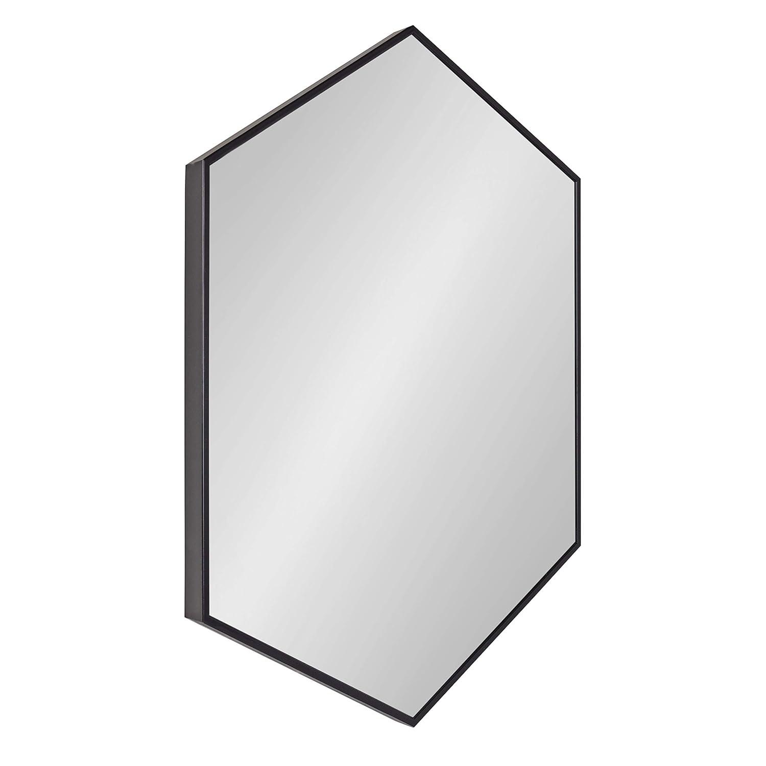 Kate & Laurel All Things Decor 22" x 31" Rhodes Hexagon Wall Mirror Black: Modern Style, No Assembly, Wall Mounted