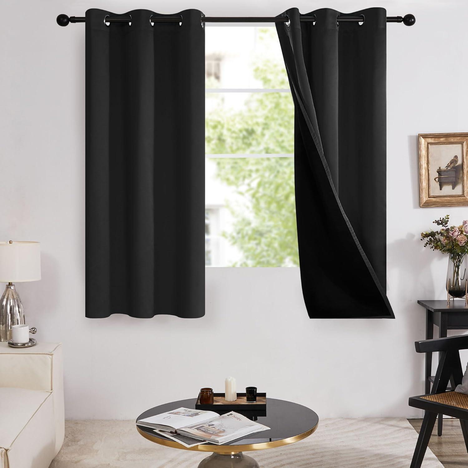 Deconovo Deconovo 100 Percent Blackout with Liner Grommet Curtain Panel Pair (Set of 2)