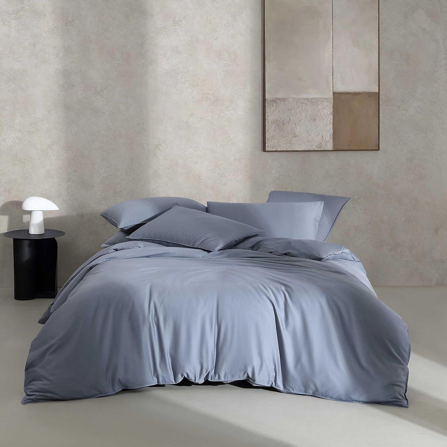 Light Blue Organic Cotton Queen Bedspread Cover Set