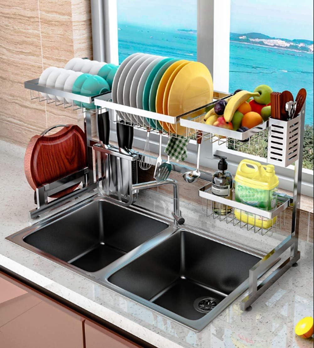 Stainless Steel Over-Sink Dish Drying Rack with Utensil Holder