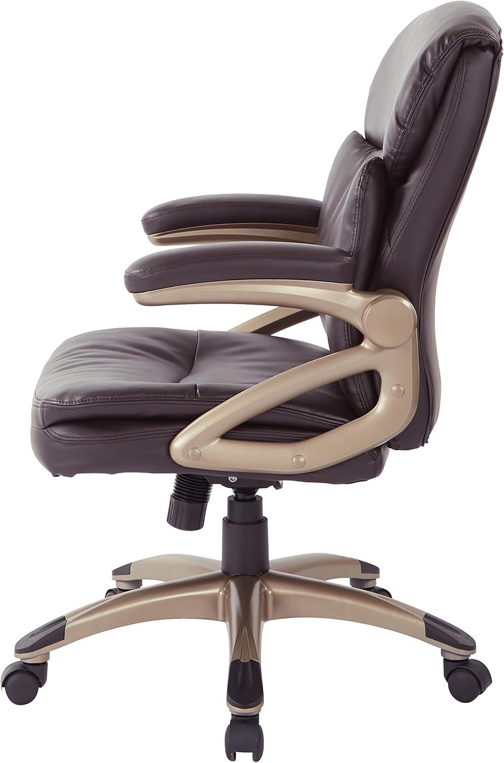 Executive Low Back Chair in Espresso Bonded Leather with Cocoa Accents